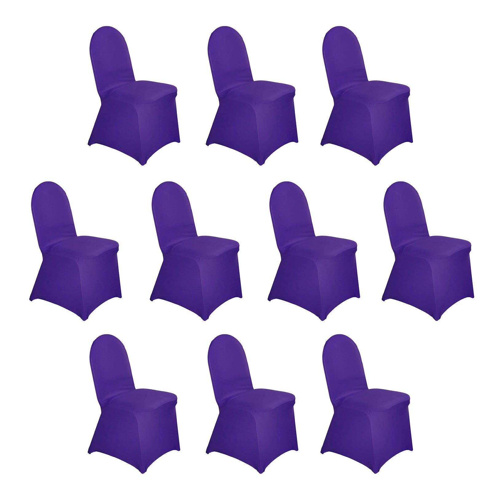10-Pack Purple Spandex Banquet Chair Covers - Durable, Reusable & Stretchable