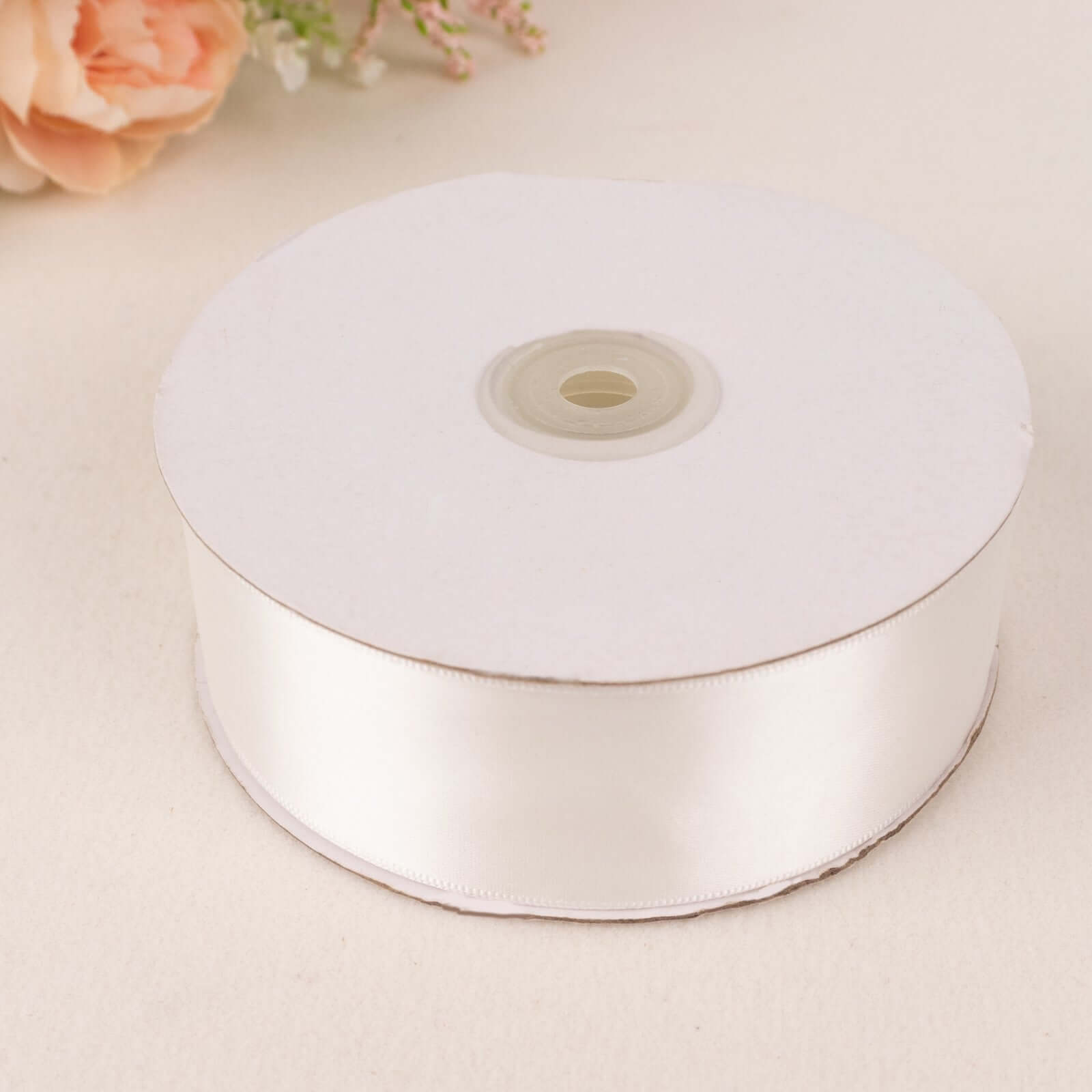 Amazing 50 Yards 1.5-Inch White Single-Face Decorative Polyester Satin Ribbon for Various Occasions