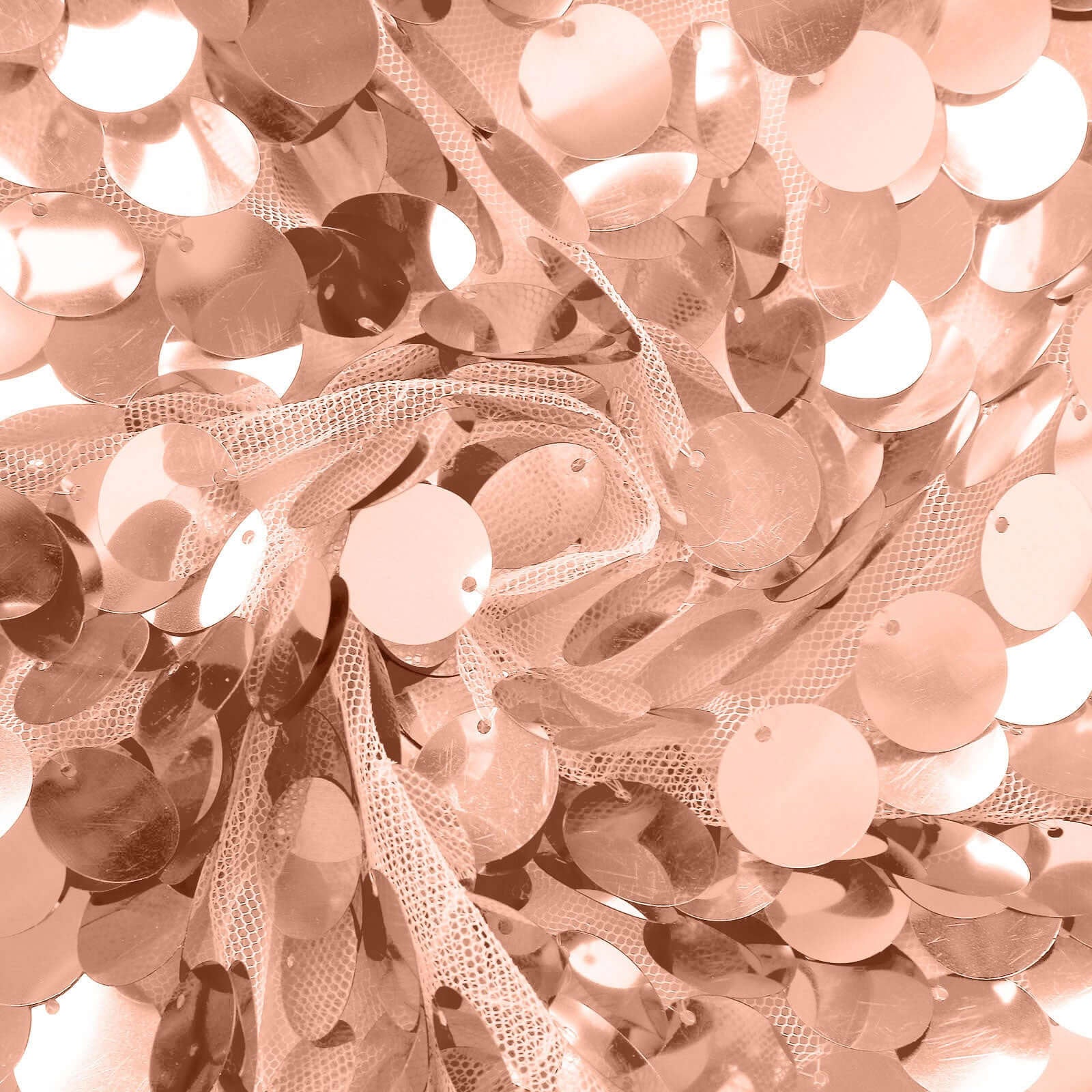 5ft Sparkly Rose Gold Payette Sequin Fitted Cover for Round - Top Wedding Arch Stand