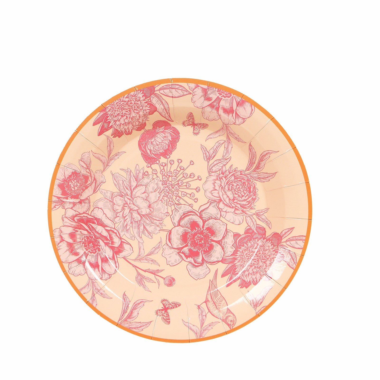 50-Piece Heavy-Duty Disposable Paper Party Plates in Dusty Rose Floral with Gold Rim, 7