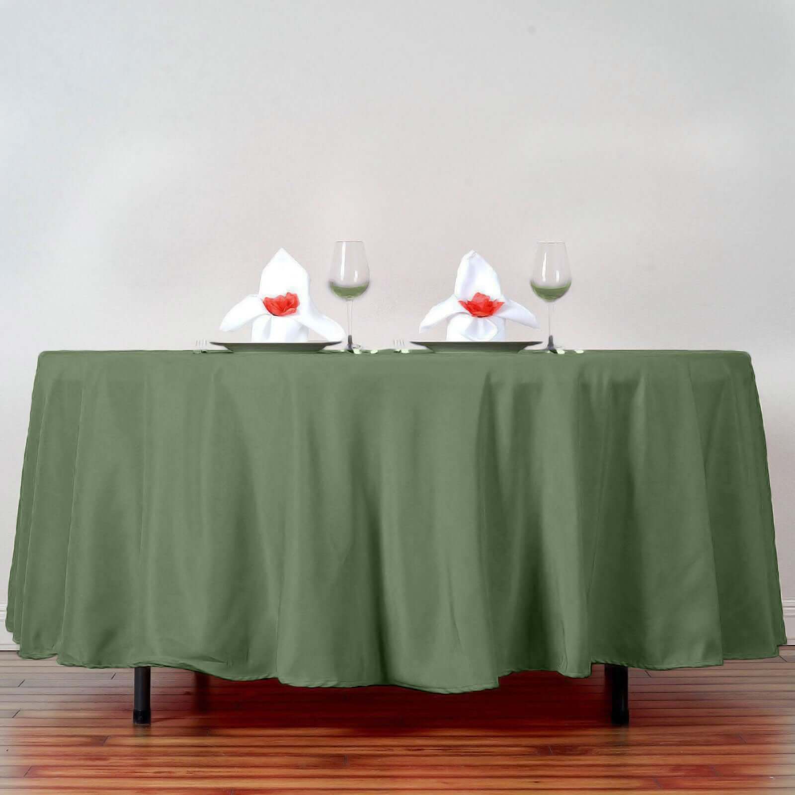 Olive Green 108-Inch Round Polyester Tablecloth - Wrinkle-Free & Stain-Resistant, Ideal for Events