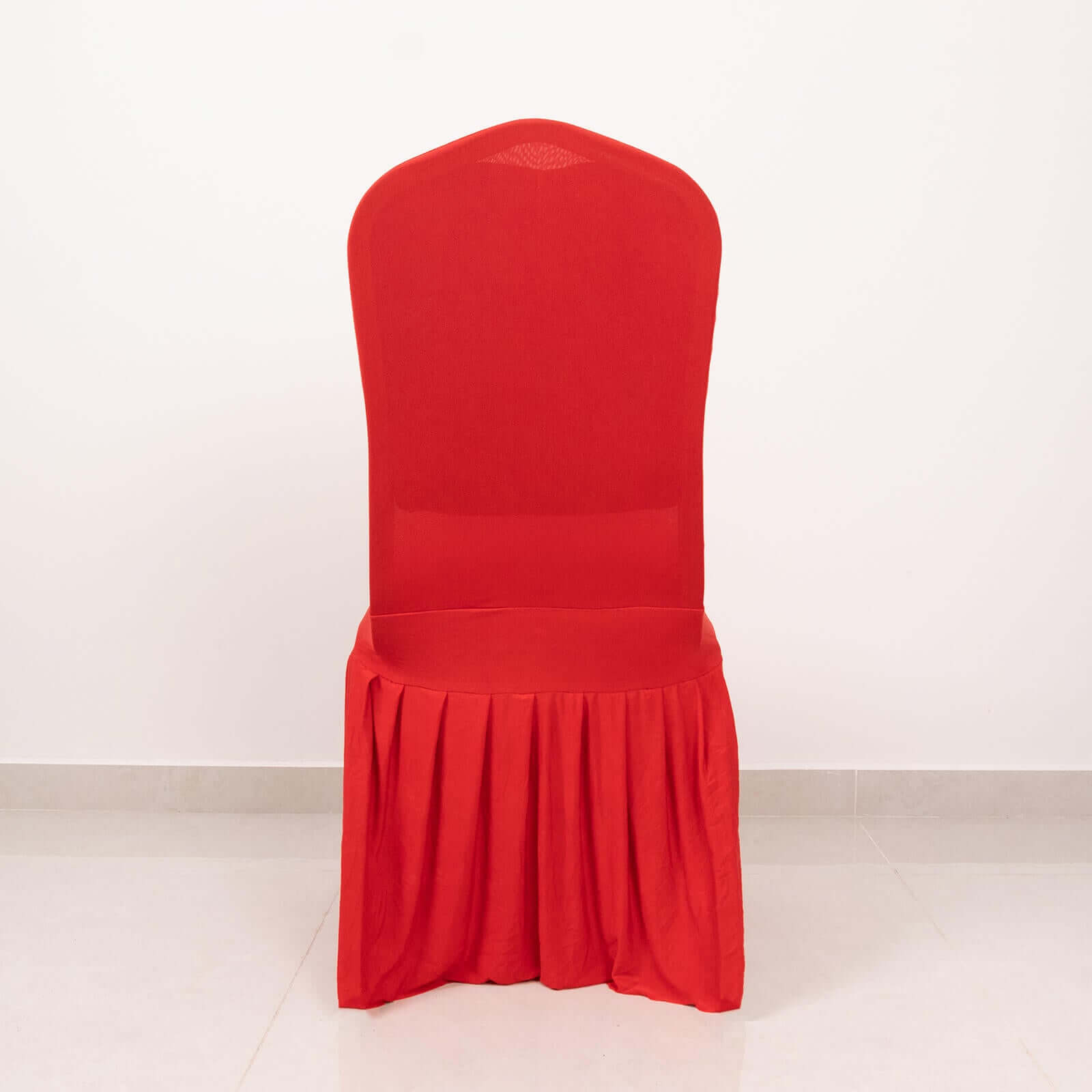 Hot Deal! Red Spandex Stretch Chair Cover with Ruffle Pleated Skirt for Banquet Chairs (1-Piece)
