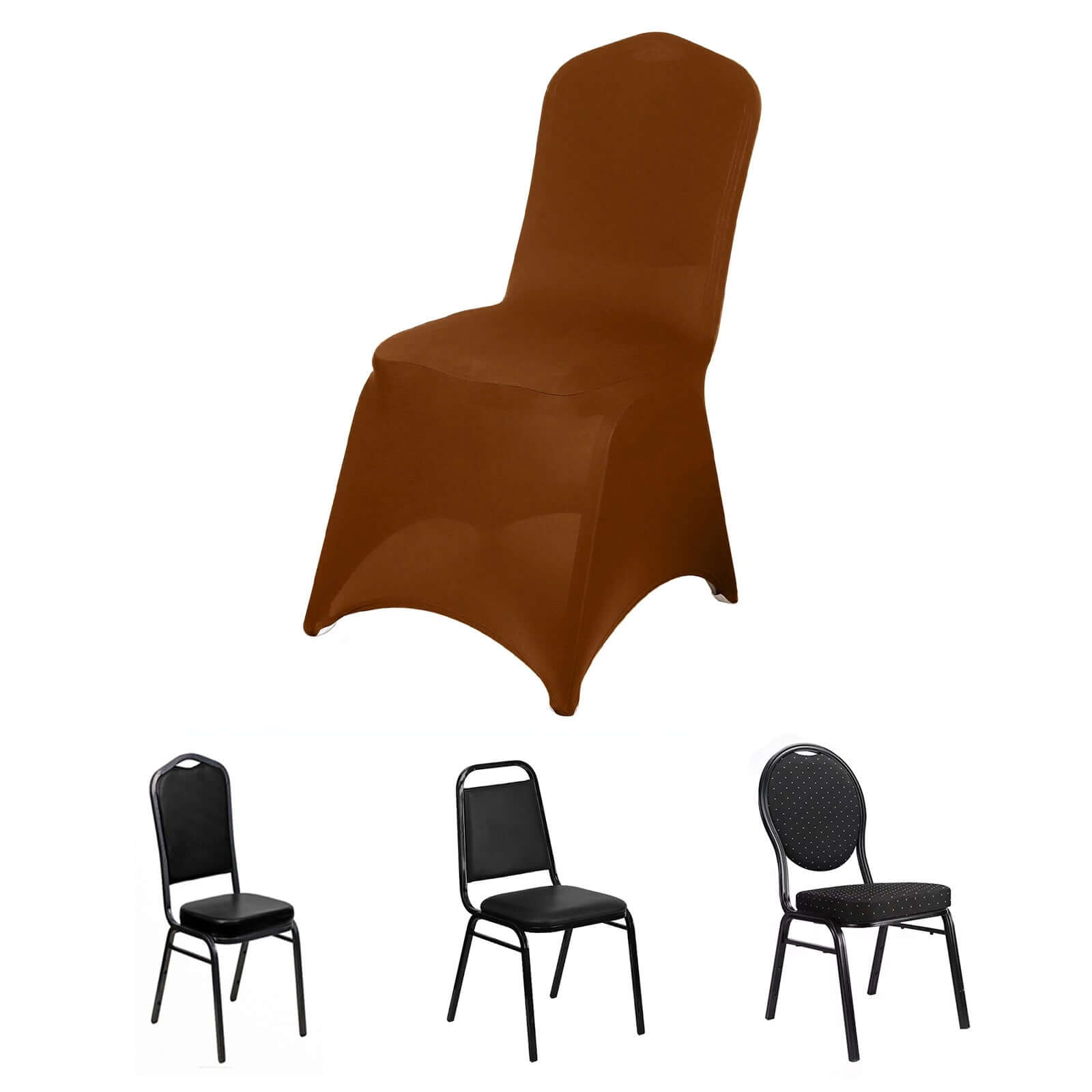 Cinnamon Brown Stretch Spandex 160GSM Slip-On Chair Cover for Banquet Chairs