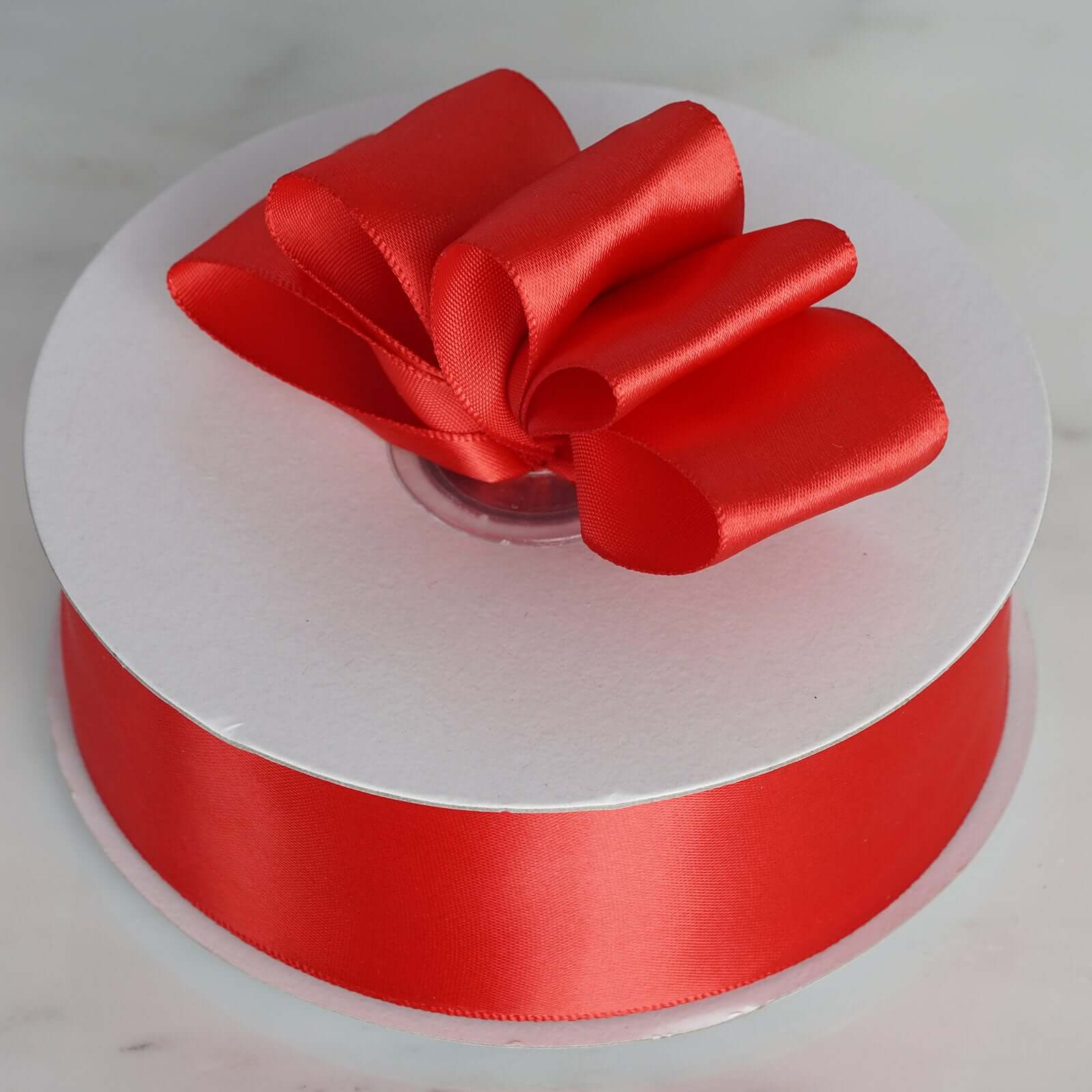 1.5-Inch Wide 50-Yard Red Single-Face High-Quality Decorative Satin Ribbon