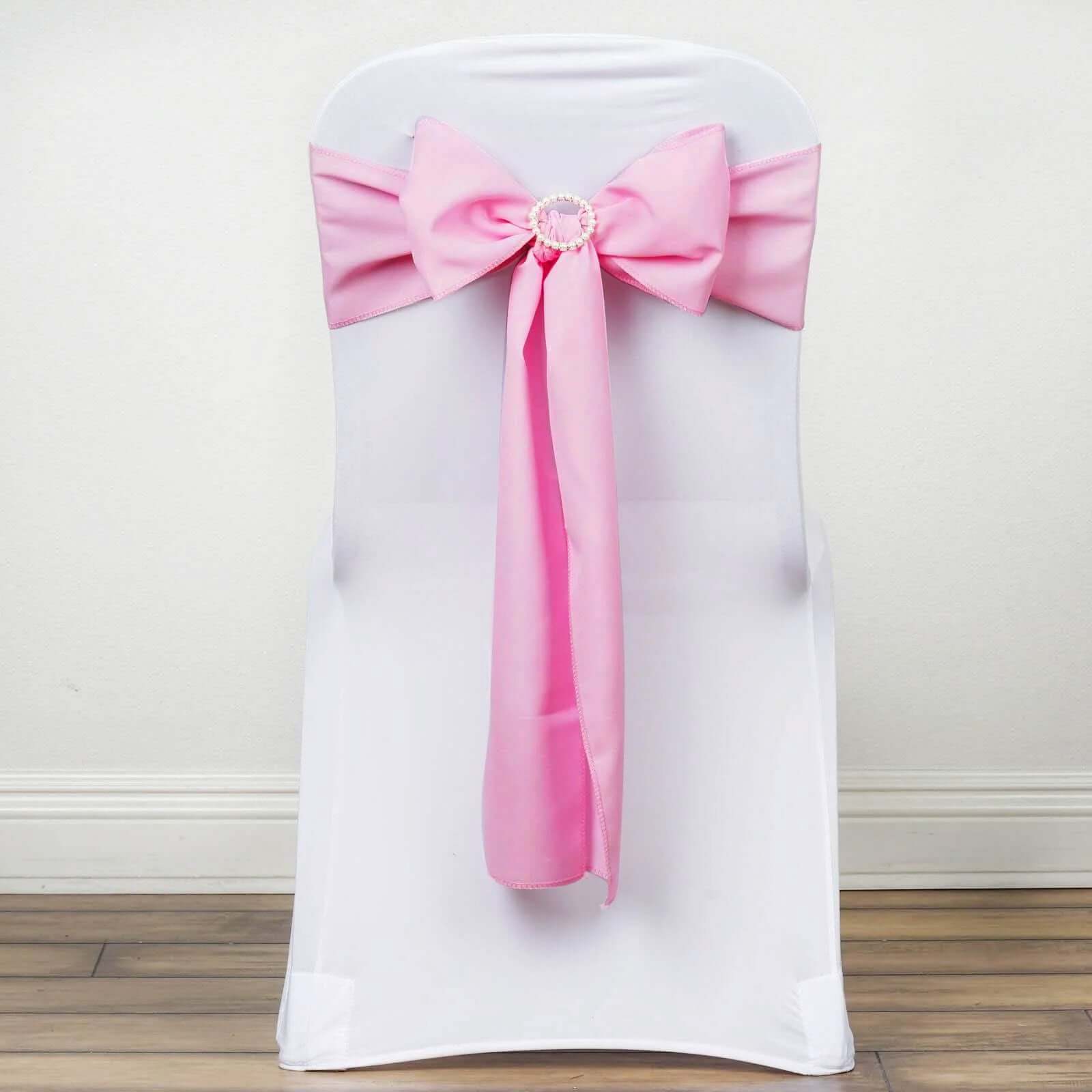 5-Piece Set of Pink Polyester Chair Sashes, 6x108 Inches