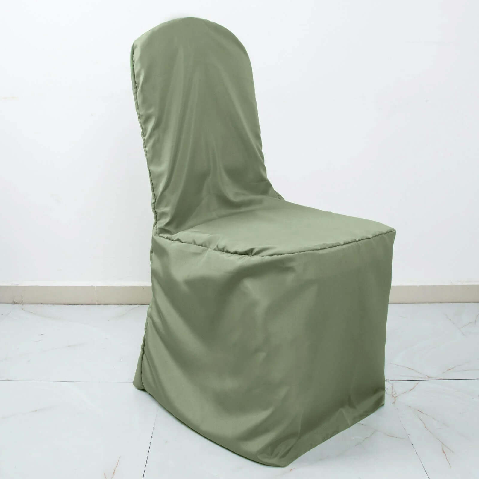 10-Piece Stain-Resistant Polyester Slip-On Chair Covers in Dusty Sage Green for Banquets