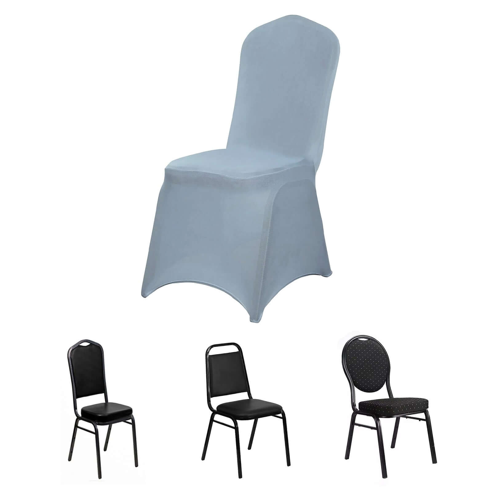 Dusty Blue Spandex Stretch Chair Cover for Banquets - 160GSM Premium Fabric
