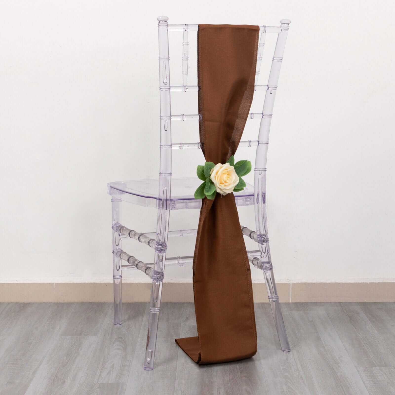 Hot Deal! 5-Piece Set of Polyester Chair Sashes in Cinnamon Brown, 6x108 Inches