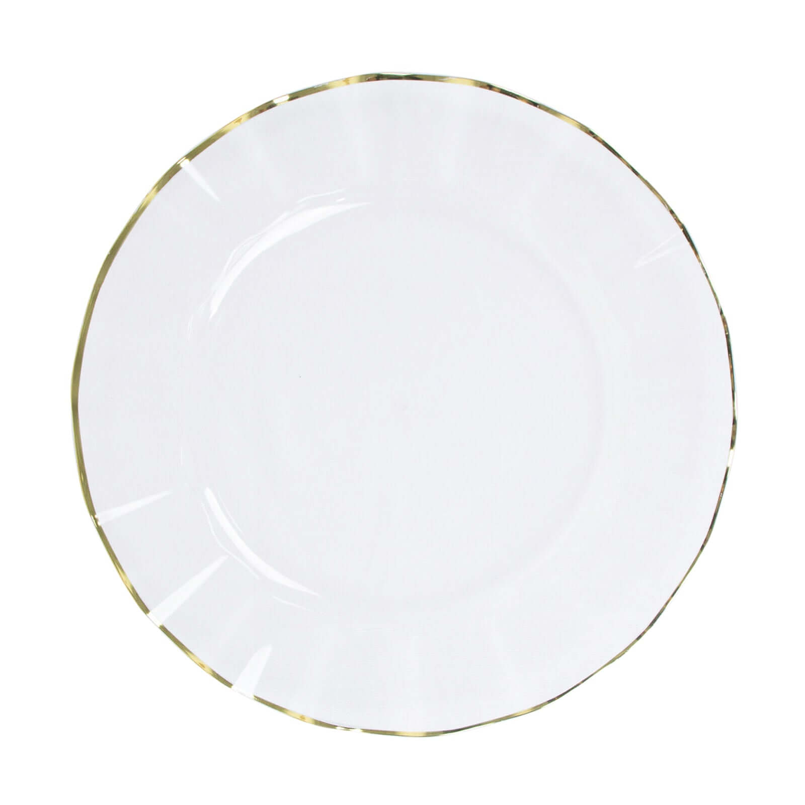 10-Pack Clear Plastic Round Dinner Plates with Gold Edging - Sturdy Disposable Delight
