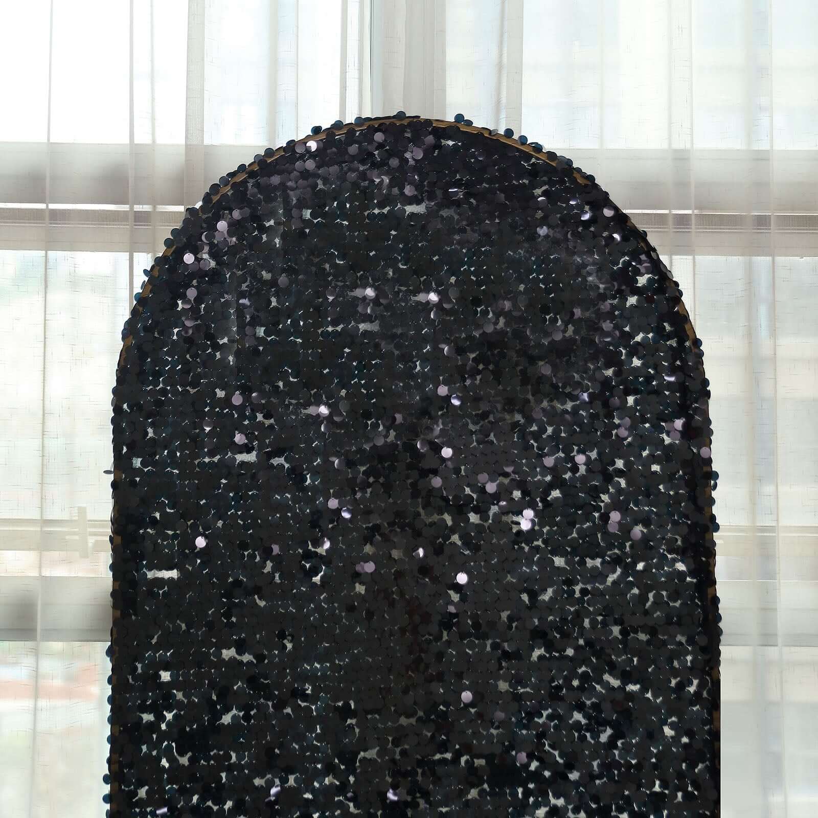 7ft Double-Sided Sparkling Black Payette Sequin Cover for Round Top Wedding Arch