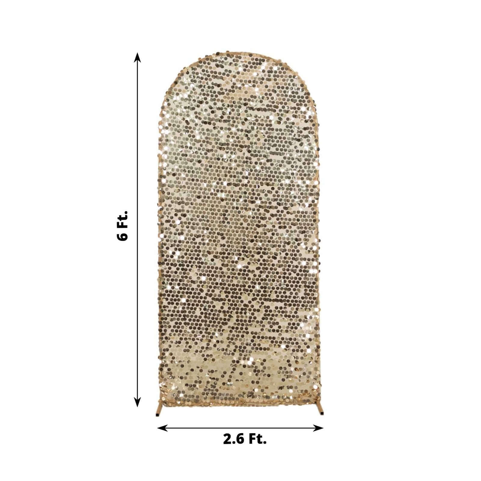 6ft Sparkling Champagne Payette Sequin Fitted Cover for Round - Top Wedding Arch Stand