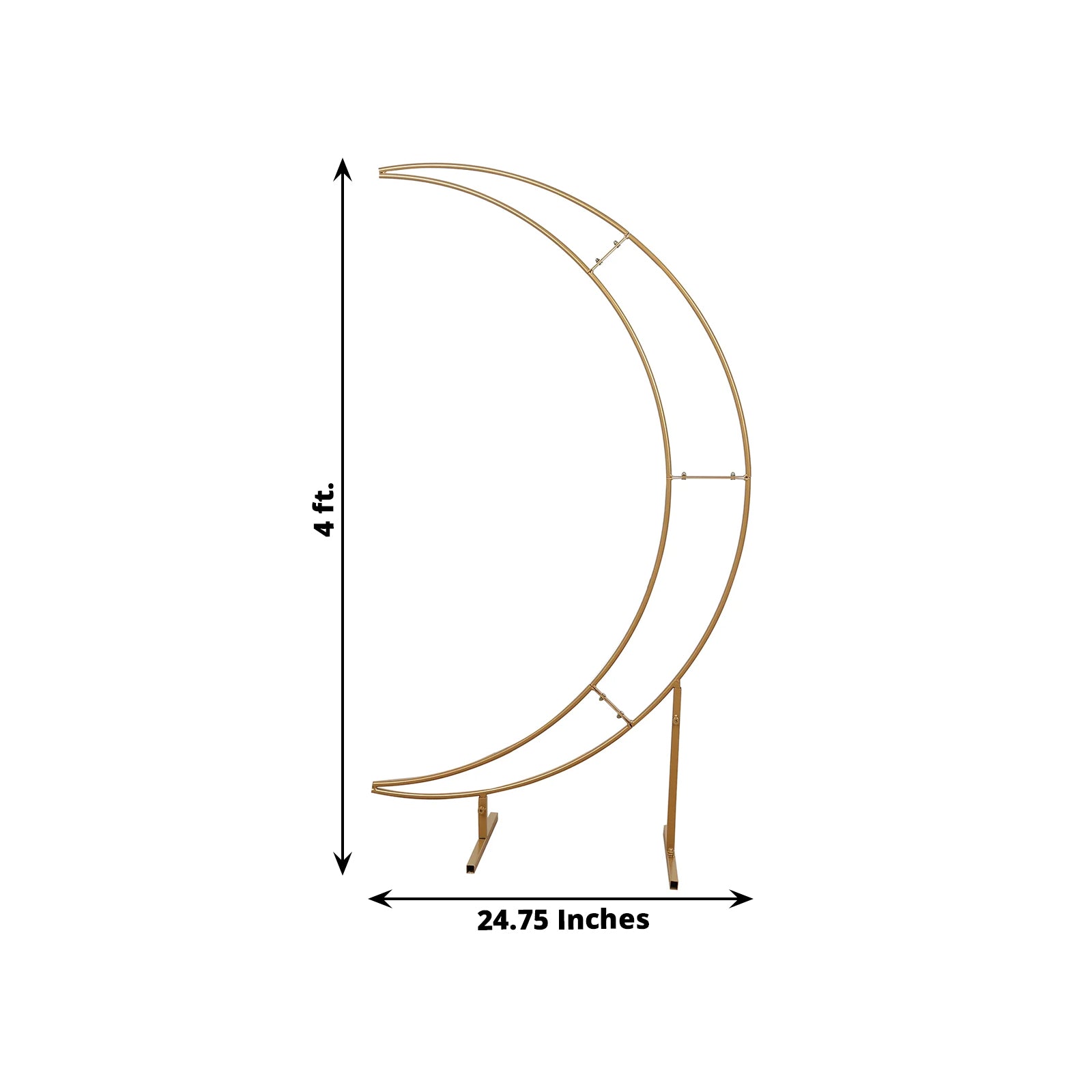 4ft Gold Metal Half Crescent Moon Wedding Arbor - Ideal Table Top Centerpiece