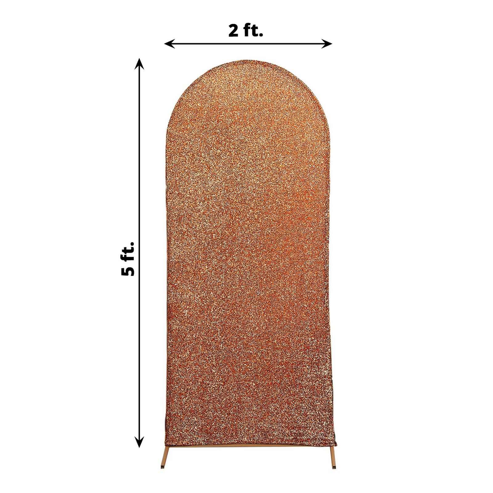 Hot Sale! 5ft Antique Gold Shimmer Tinsel Spandex Backdrop Cover for Round Top Wedding Arch