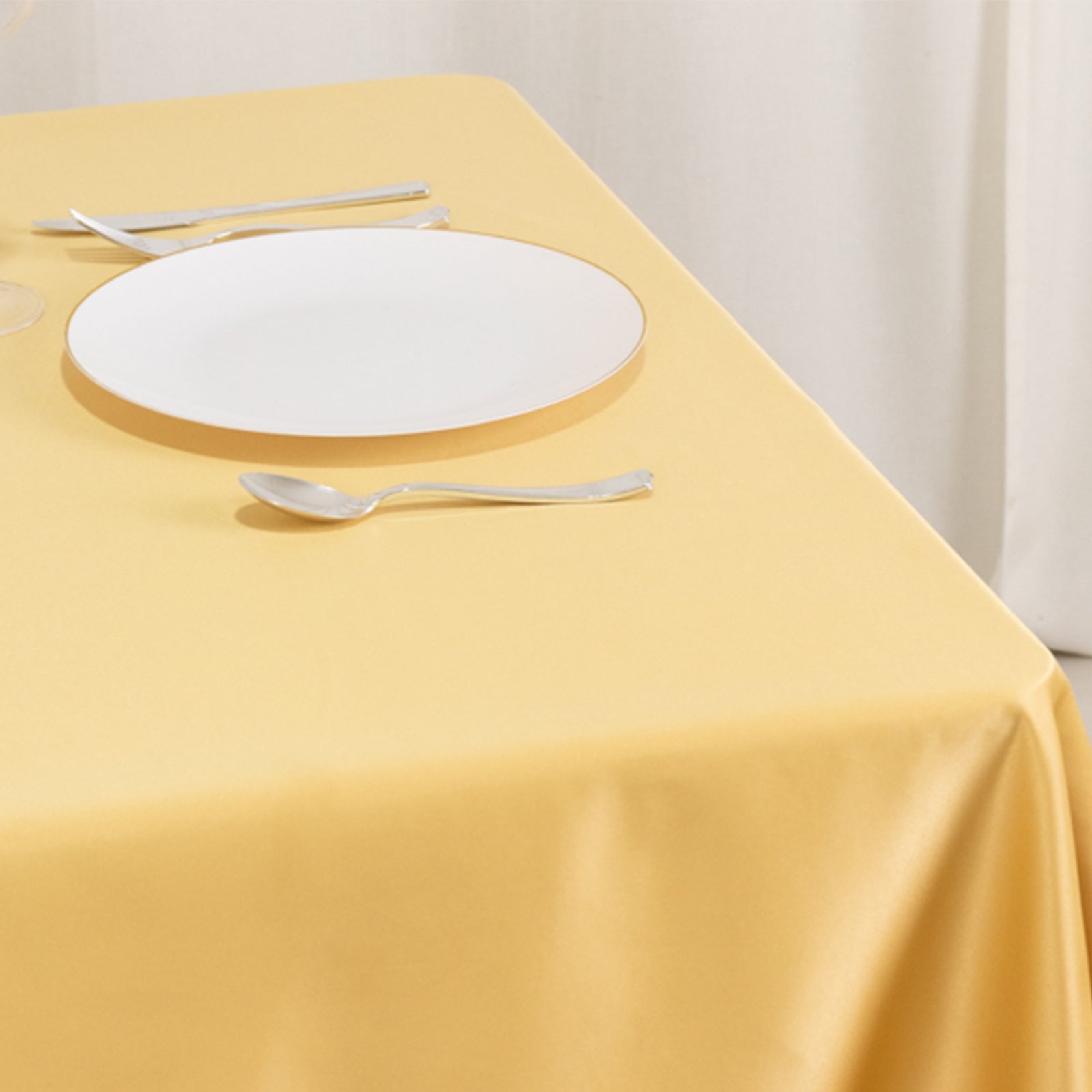 Champagne Lamour Satin 54x54 Square Table Overlay - Durable Silk-Like Table Cover