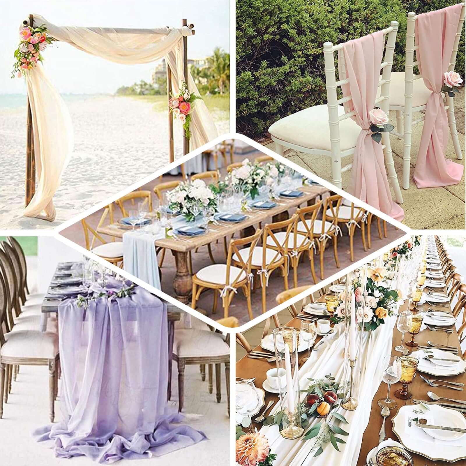 Luxurious Ivory 6ft Premium Chiffon Table Runner - Light & Flowy Decor