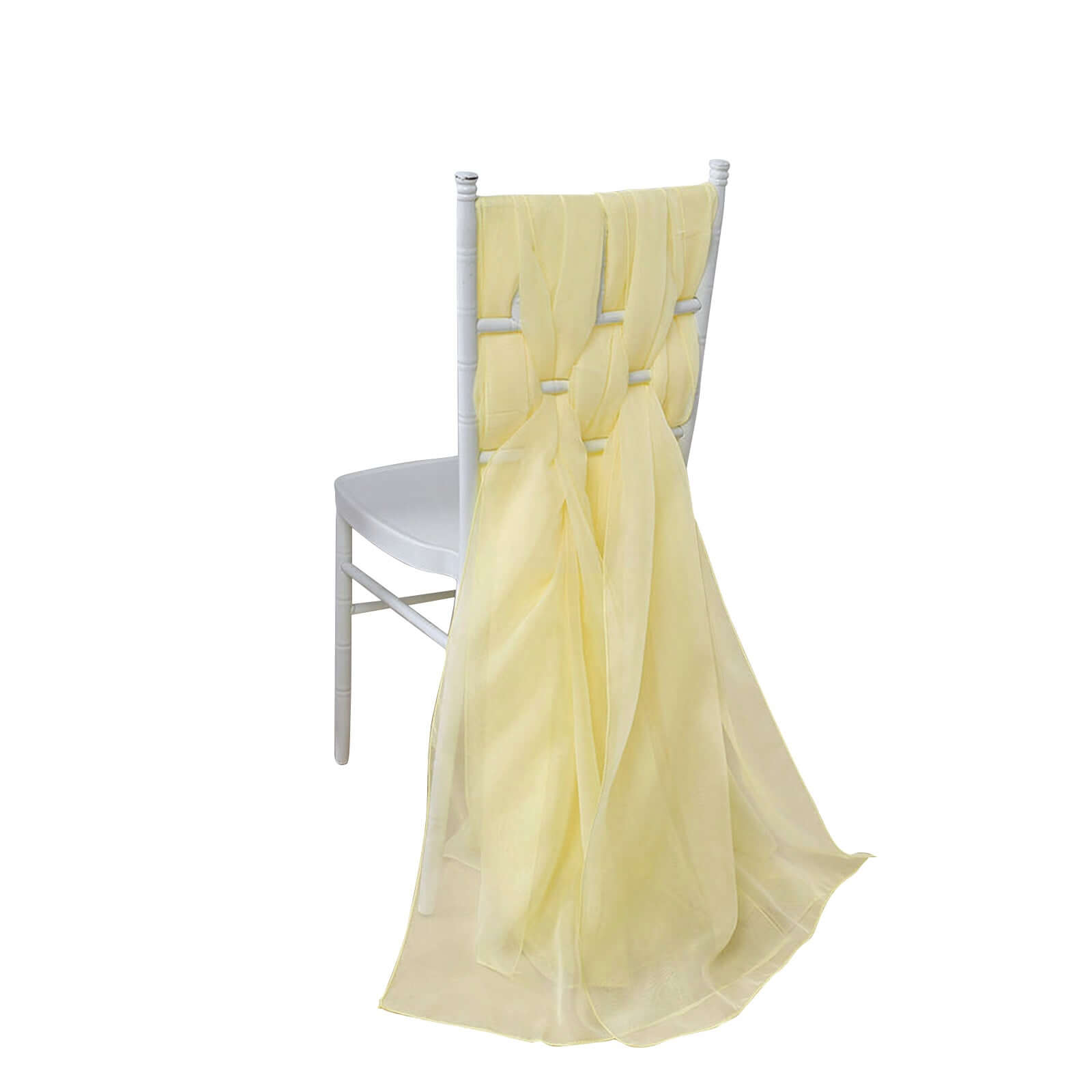 Special Offer! 5-Piece Set of Premium Yellow Chiffon Chair Sashes for Stunning Decor
