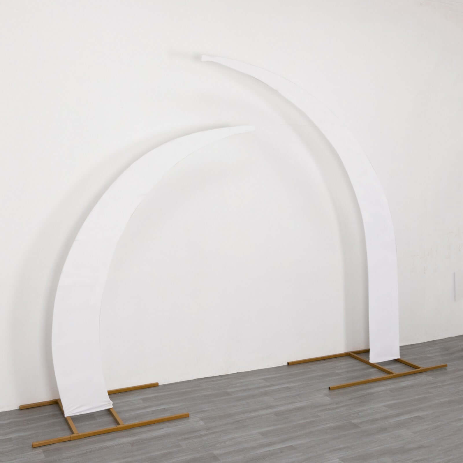 Exclusive Set of 2 White Spandex Wedding Arch Backdrop Stand Covers for Curved Arbor