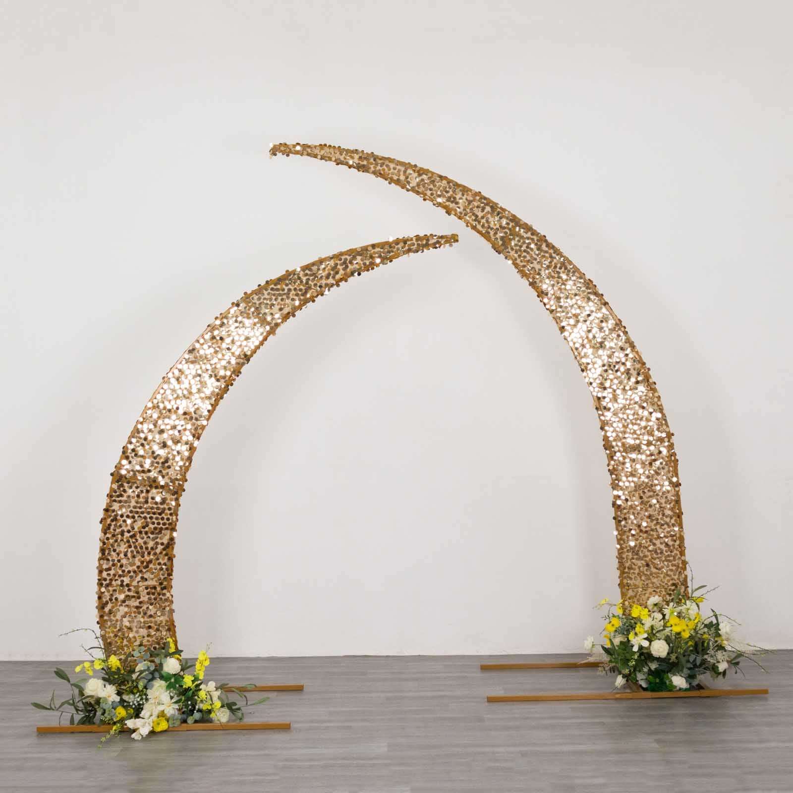 Sparkly 2-Piece Gold Payette Sequin Wedding Arch Covers - 6.5ft & 8ft