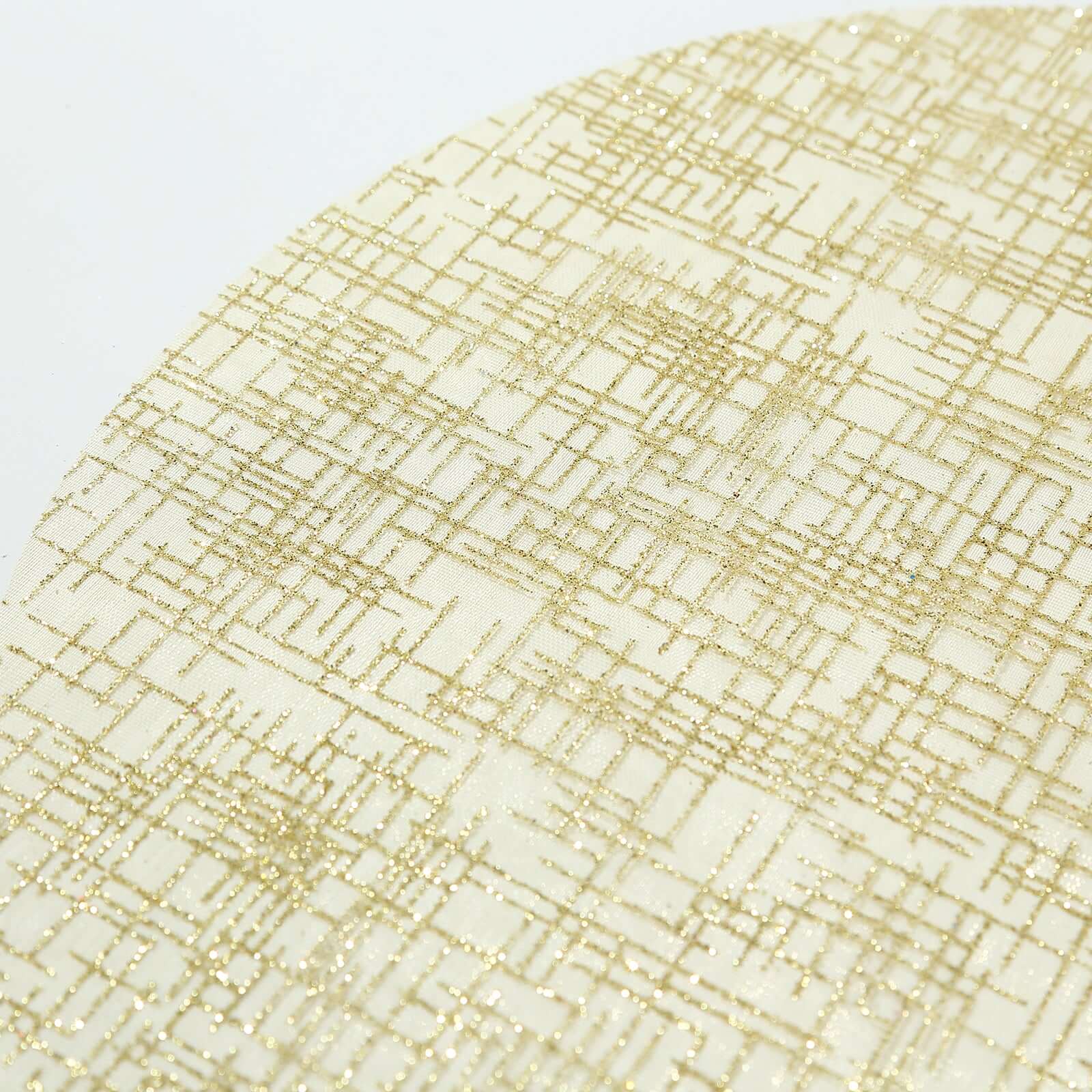 Hot Deal! 10-Pack Disposable Metallic Gold Round Table Placemats with Glitter Mesh Polyester Design