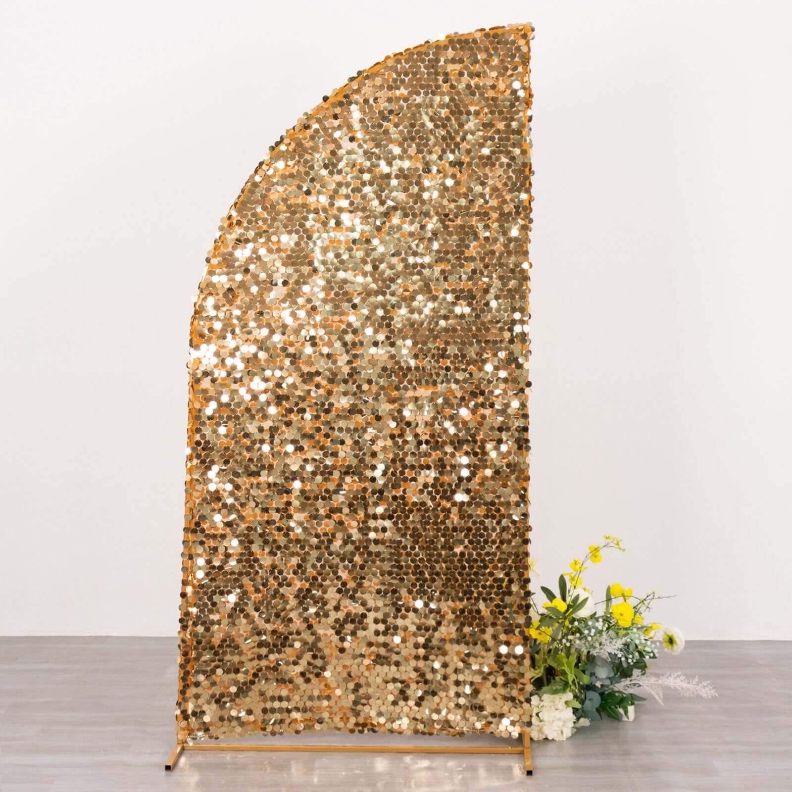 6ft Gold Double-Sided Payette Sequin Wedding Arch Cover - Ideal for Half Moon Backdrop Stand