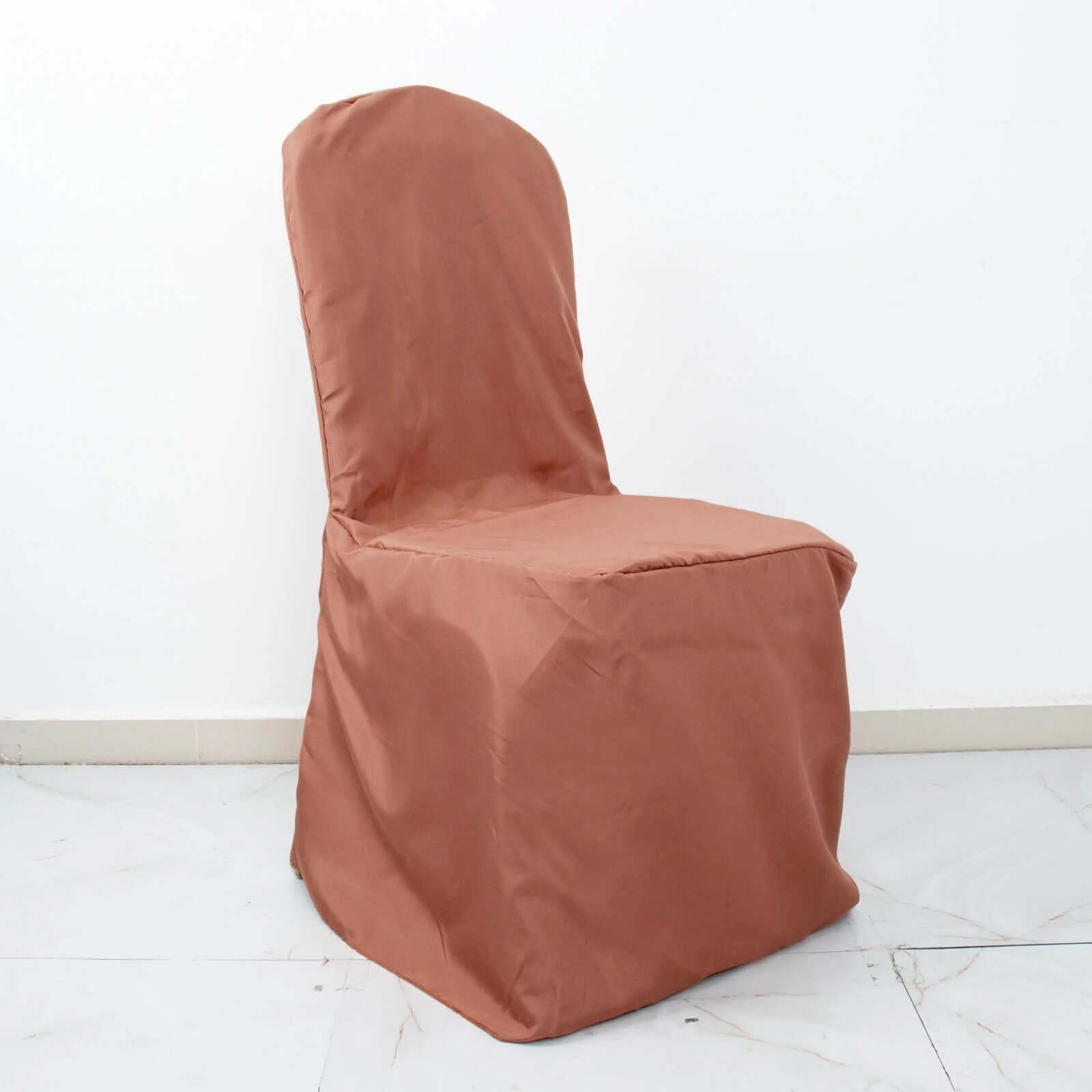 Hot Sale! 10-Pack Terracotta (Rust) Polyester Stain-Resistant Reusable Chair Covers for Banquets