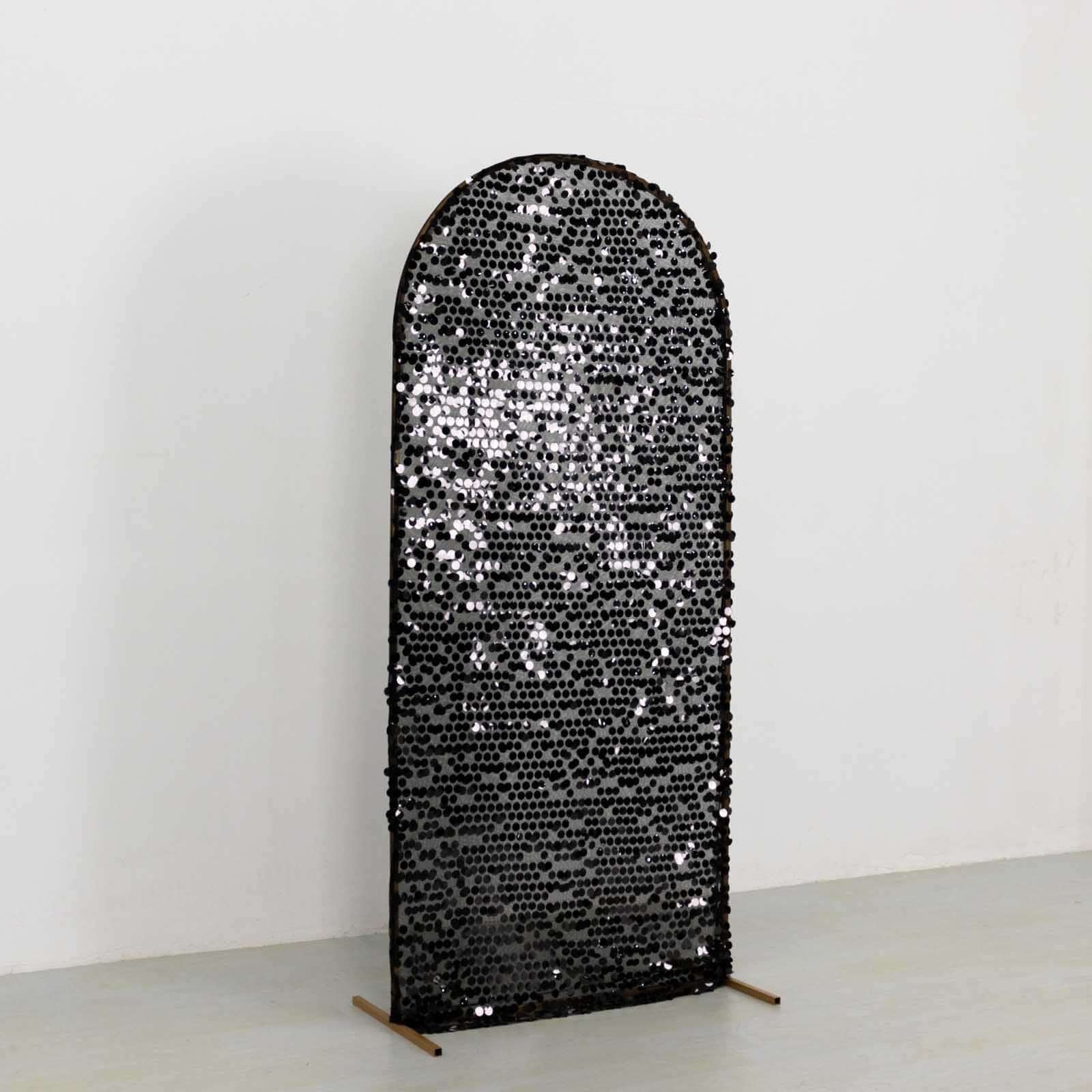 Hot! 6ft Sparkly Black Sequin Fitted Cover for Round Top Wedding Arch