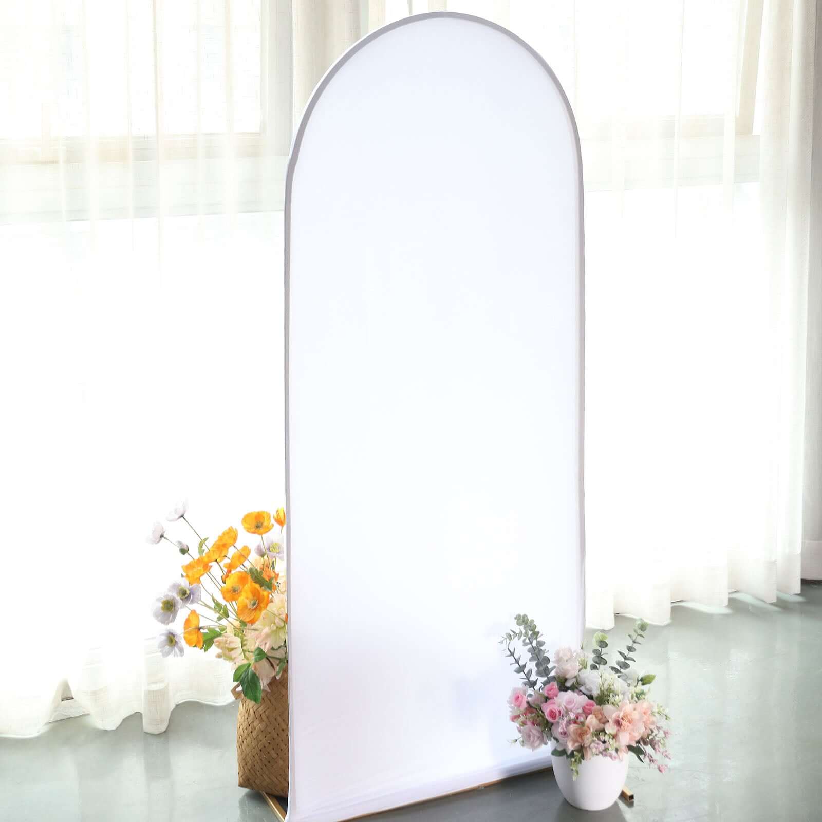 Hot Sale! 5ft Matte White Spandex Fitted Cover for Round Top Wedding Arch Backdrop Stand
