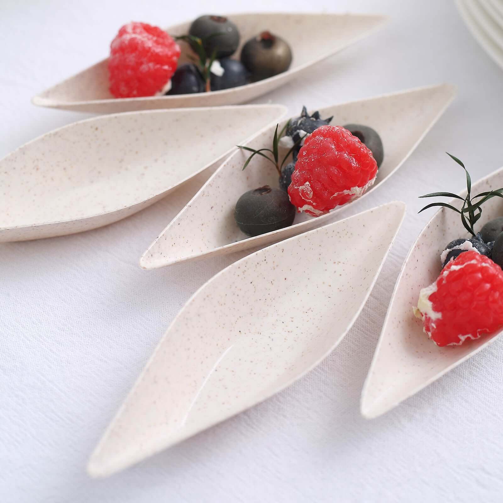 Hot! 24-Pack Biodegradable Mini Wheat Straw Fiber Boat-Shaped Snack Plates for Desserts