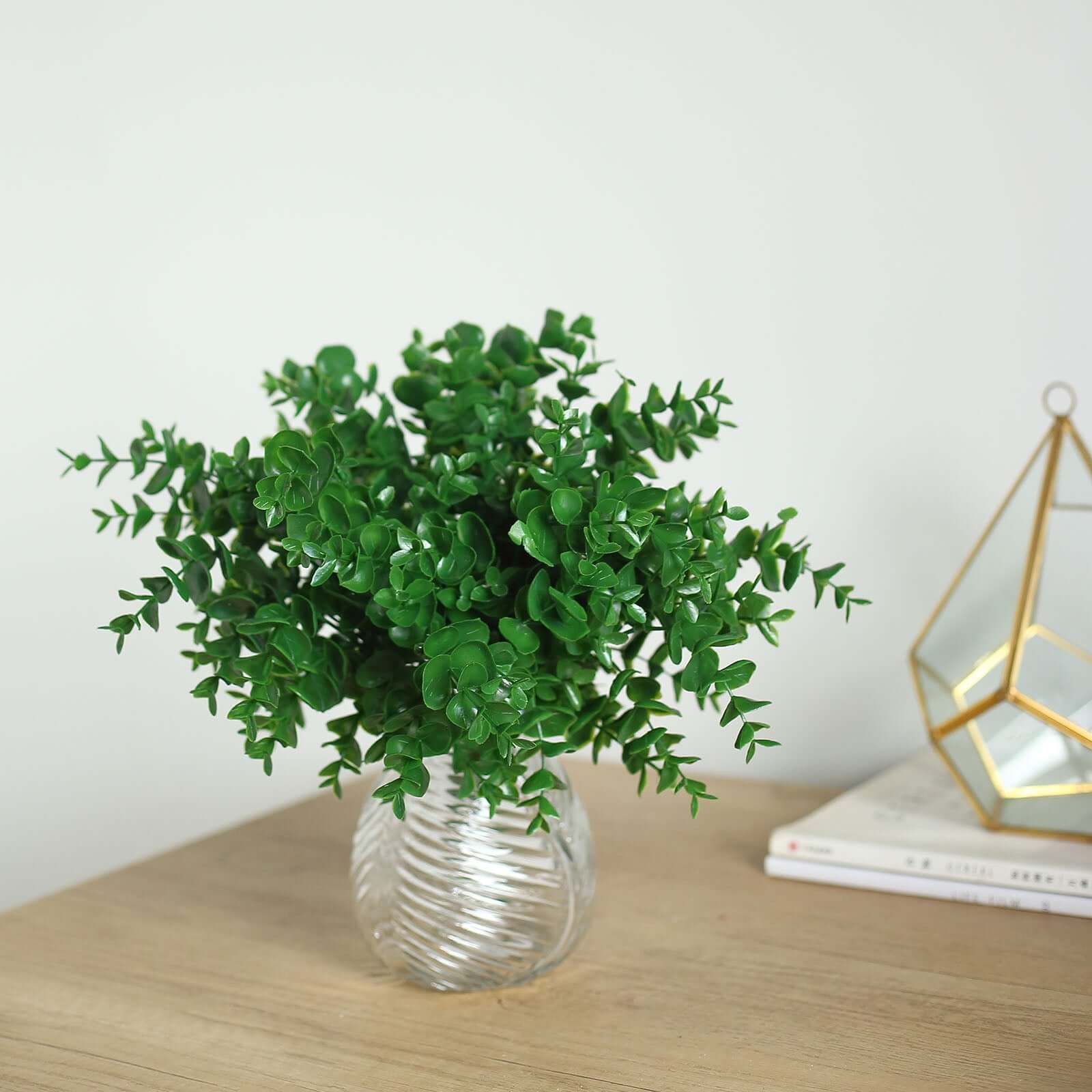 Set of 3 Artificial Dark Green Eucalyptus Stems, 13.5 Inches Tall