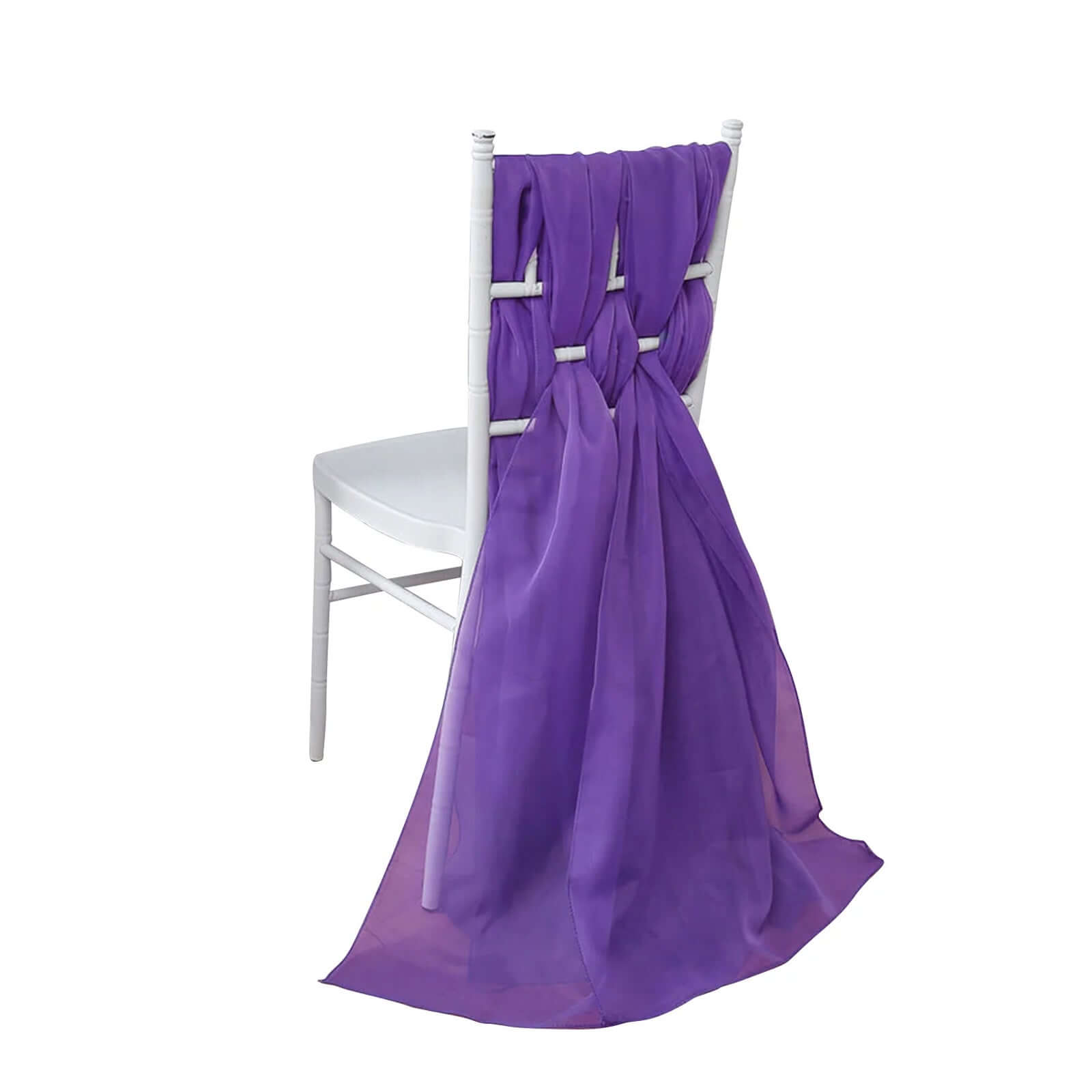 5-Pack Purple Premium Chiffon Chair Sashes - Soft & Lightweight Designer Bows