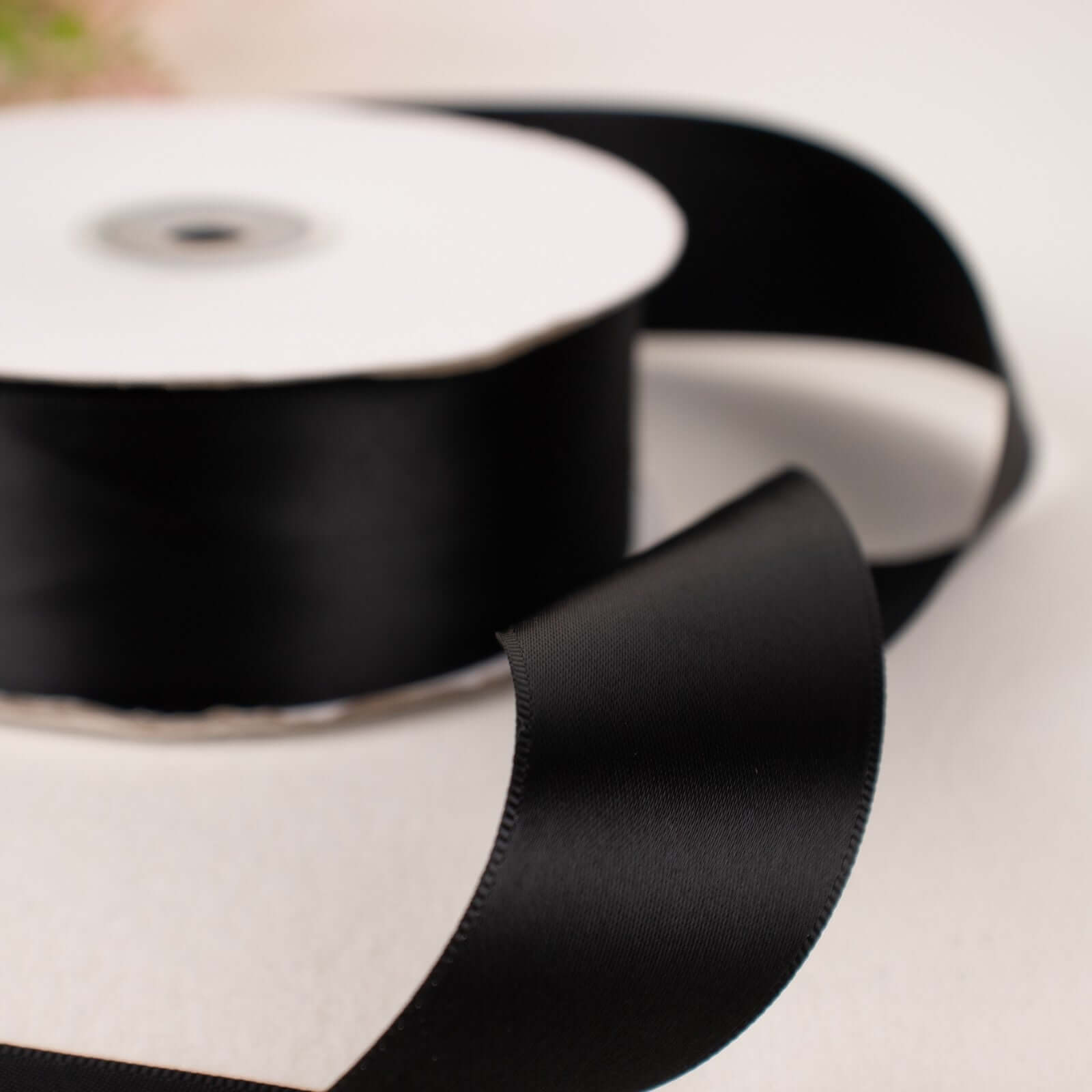 50 Yards 1.5 Black Single Face Decorative Satin Ribbon