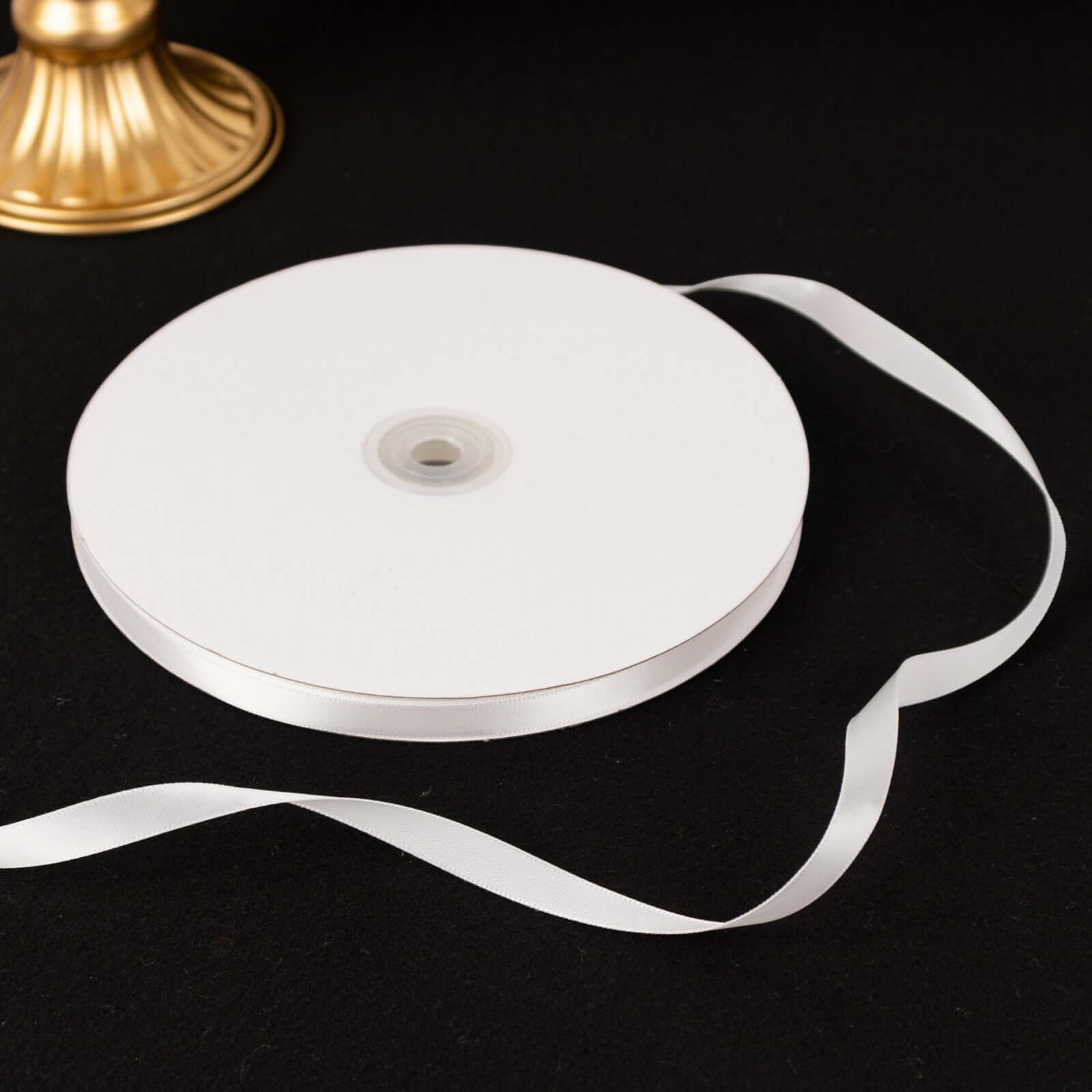 Hot Sale! 100-Yard 3/8-Inch White Single-Face Decorative Satin Ribbon for Various Occasions