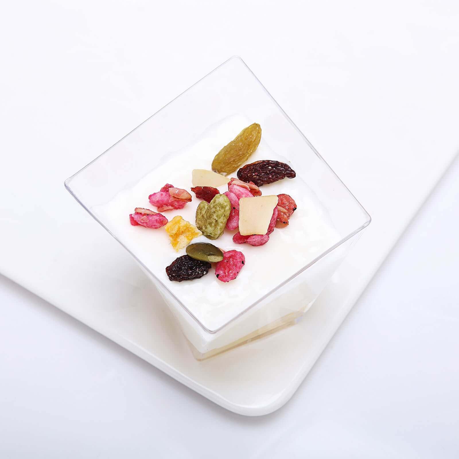 50-Pack 2oz Durable Disposable Clear Square Twist Plastic Dessert Cups for Parties