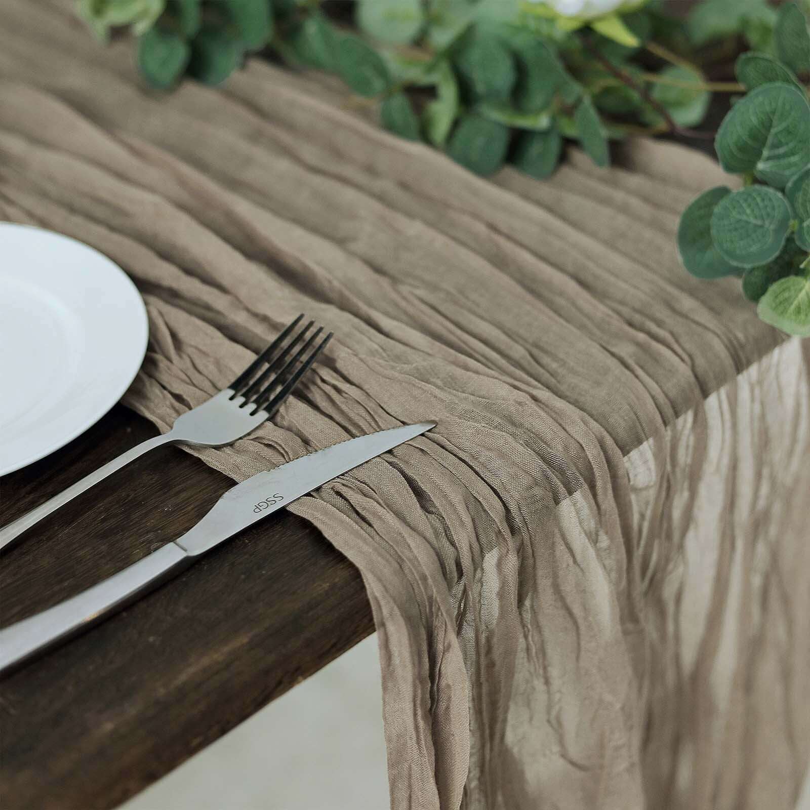 Get This 10ft Natural Gauze Cheesecloth Table Runner for Rustic Boho Decorations