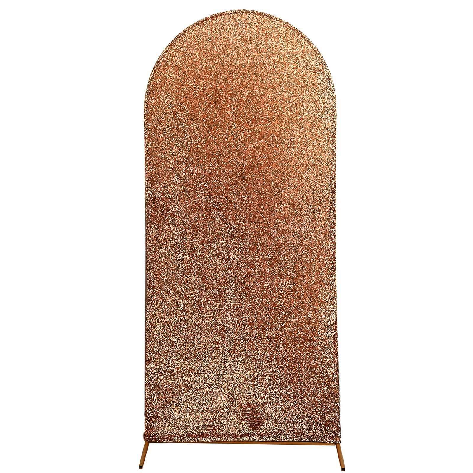 Hot Sale! 6ft Antique Gold Shimmer Tinsel Spandex Backdrop Cover for Round Top Wedding Arch