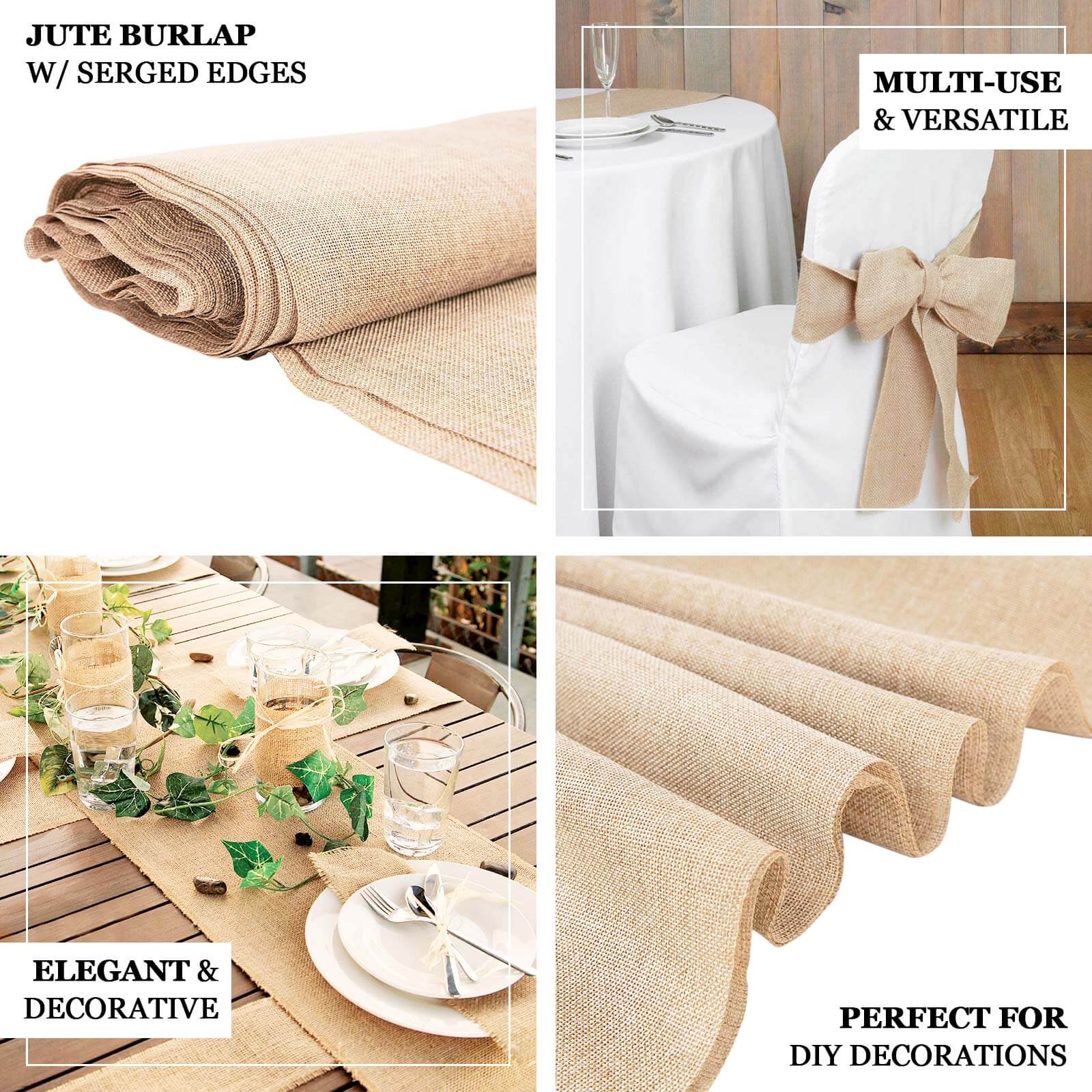 54-Inch Wide, 10-Yard Natural Faux Burlap Fabric Roll for DIY Crafts