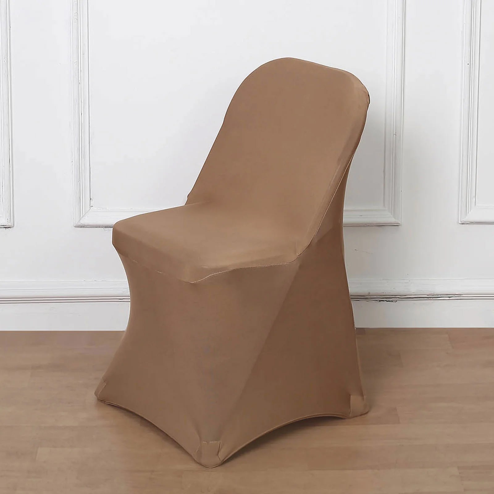 10-Piece Set of Durable 160GSM Taupe Stretch Spandex Fitted Slipcovers for Folding Chairs