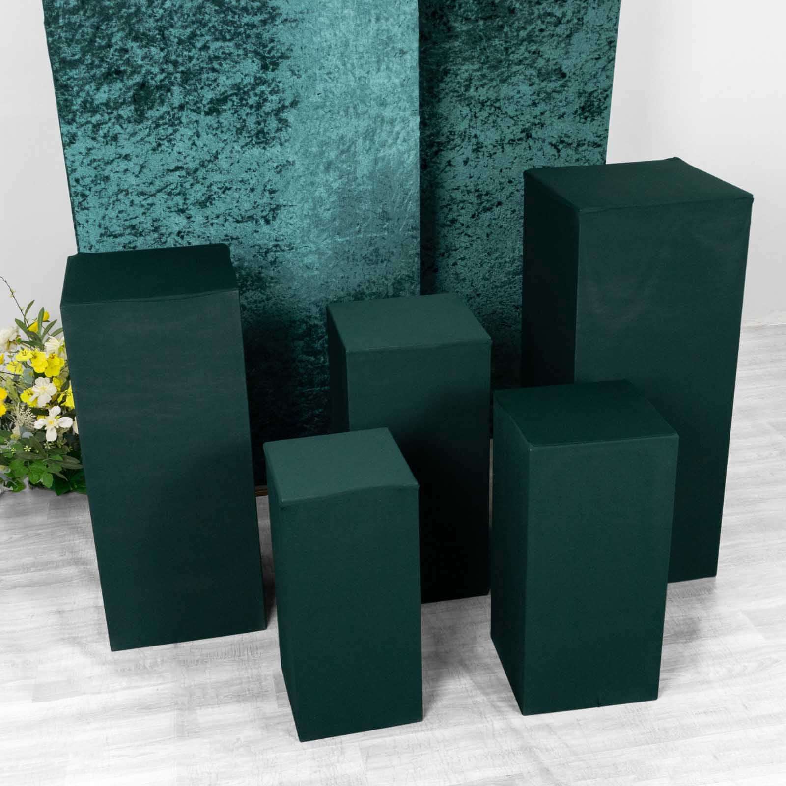 Hot Deal! Set of 5 Hunter Emerald Green Stretchable Spandex Pedestal Stand Covers - 160 GSM
