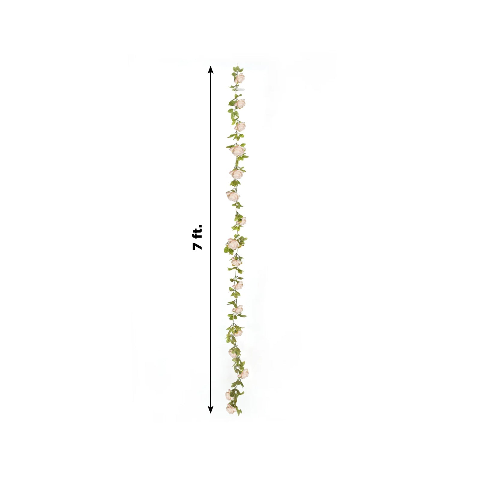 7ft LED Blush Silk Rose Garland with Warm White Battery - Operated Lights, Perfect for Decor