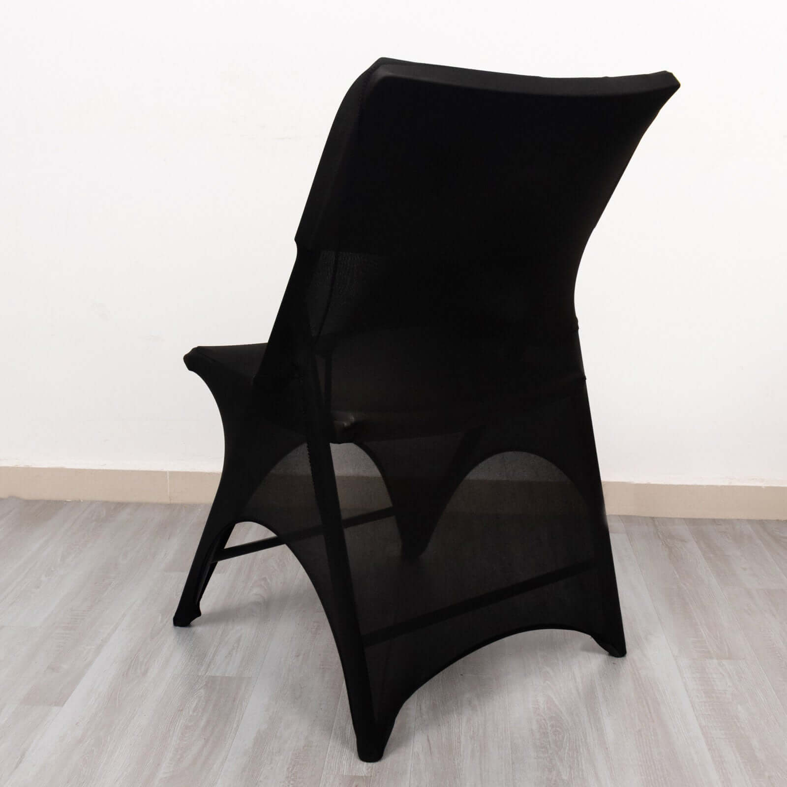 Black Premium Stretch Spandex Slipcover for Folding Chairs - 3-Way Open Arch, 160GSM with Reinforced Foot Pockets