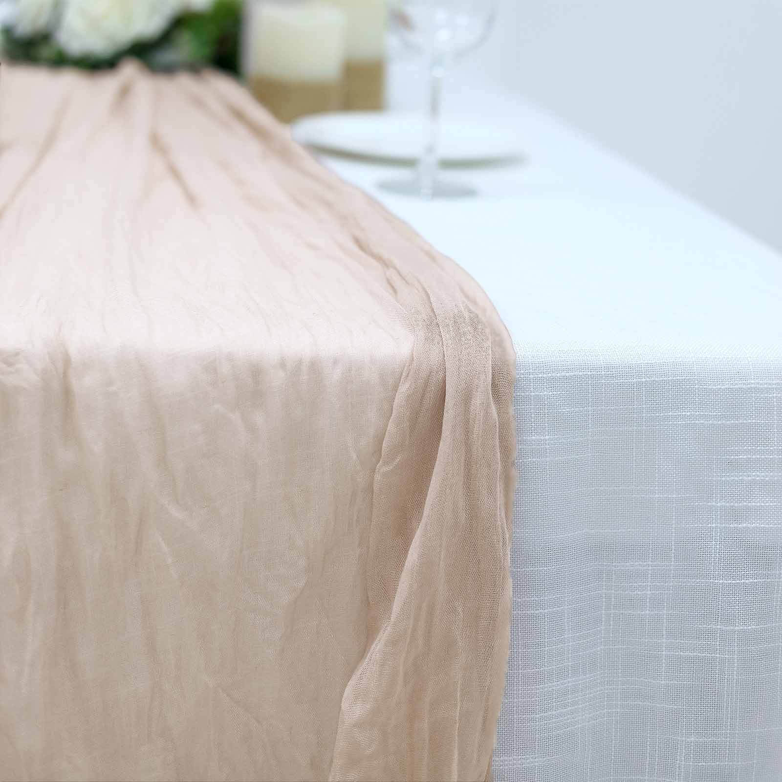 10ft Nude Gauze Cheesecloth Table Runner - Rustic Boho Style, Ideal for Events