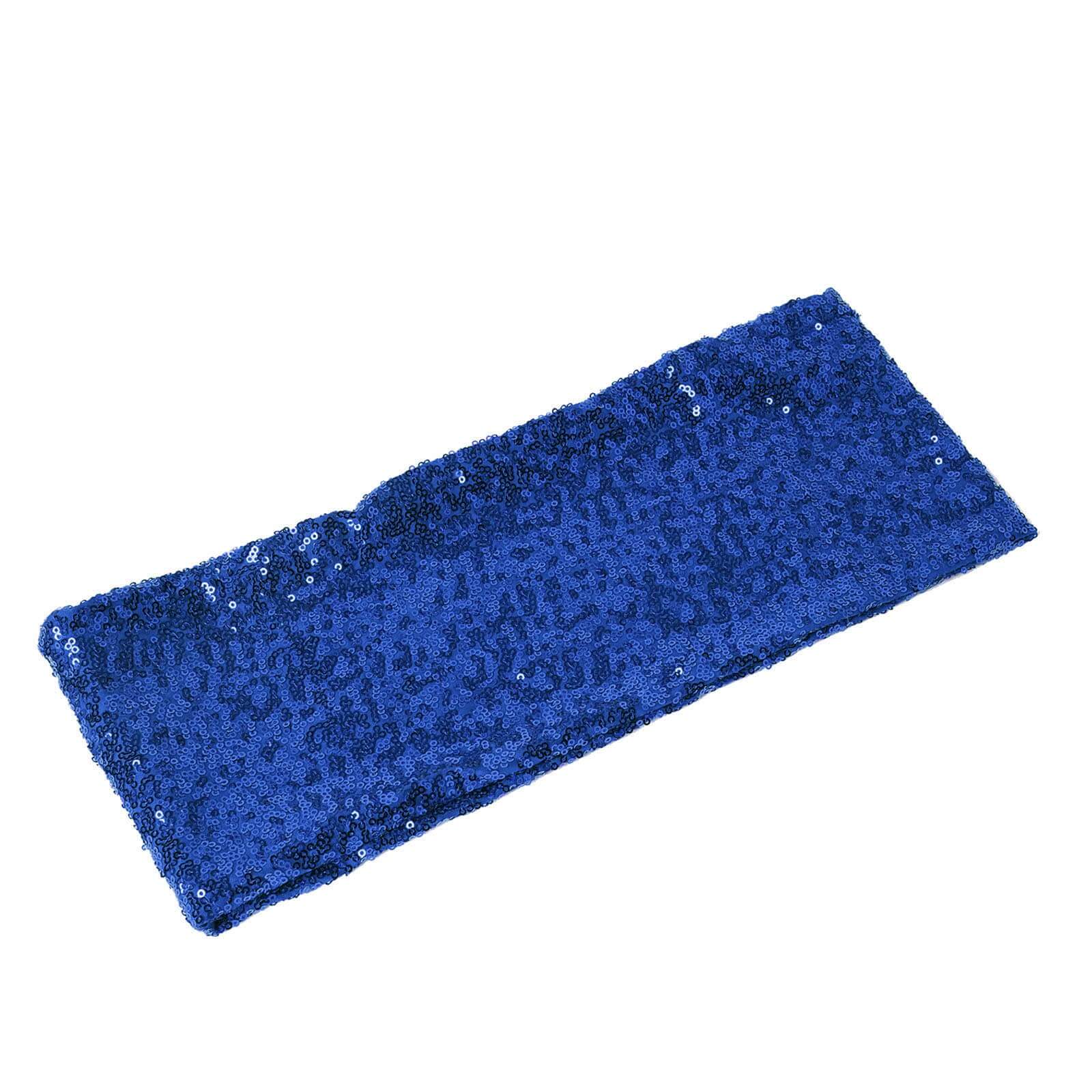 Special Offer! 5-Piece Royal Blue Sequin Spandex Stretch Chair Sashes for Weddings and Parties