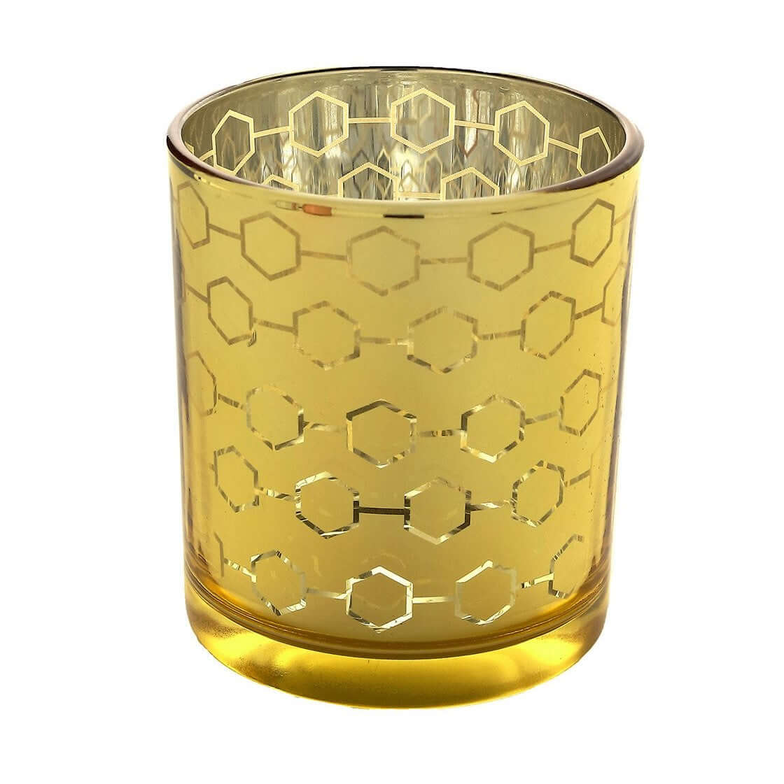 Hot Sale! 6-Piece Set of Gold Mercury Glass Votive Candle Holders with Honeycomb Design