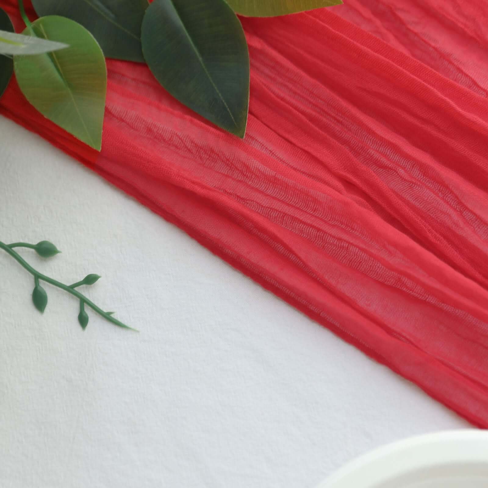 Hot Sale! 10ft Red Gauze Cheesecloth Table Runner for Rustic Boho Weddings and Parties