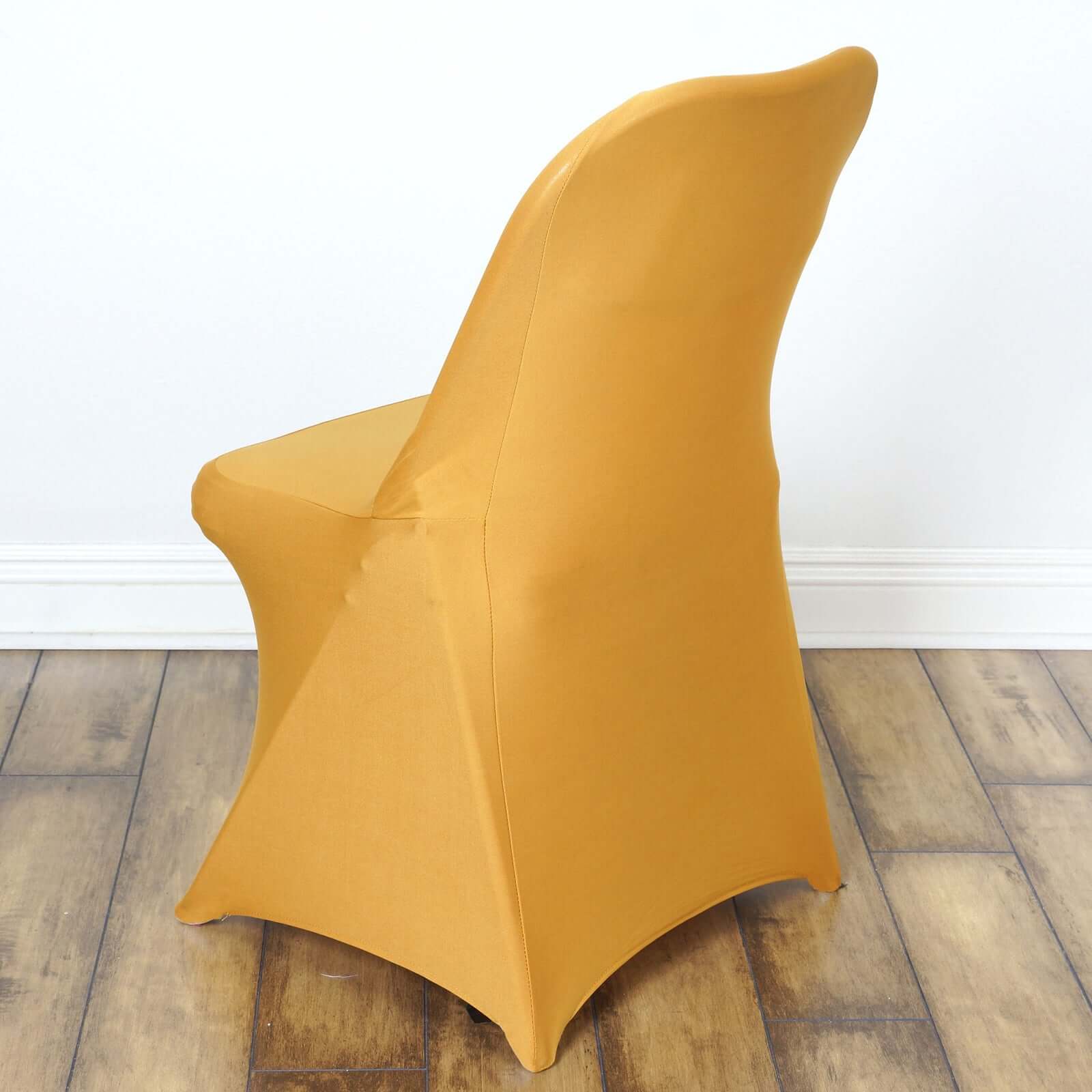 Reusable & Wrinkle-Resistant 160GSM Gold Spandex Stretch Slipcover for Folding Chairs