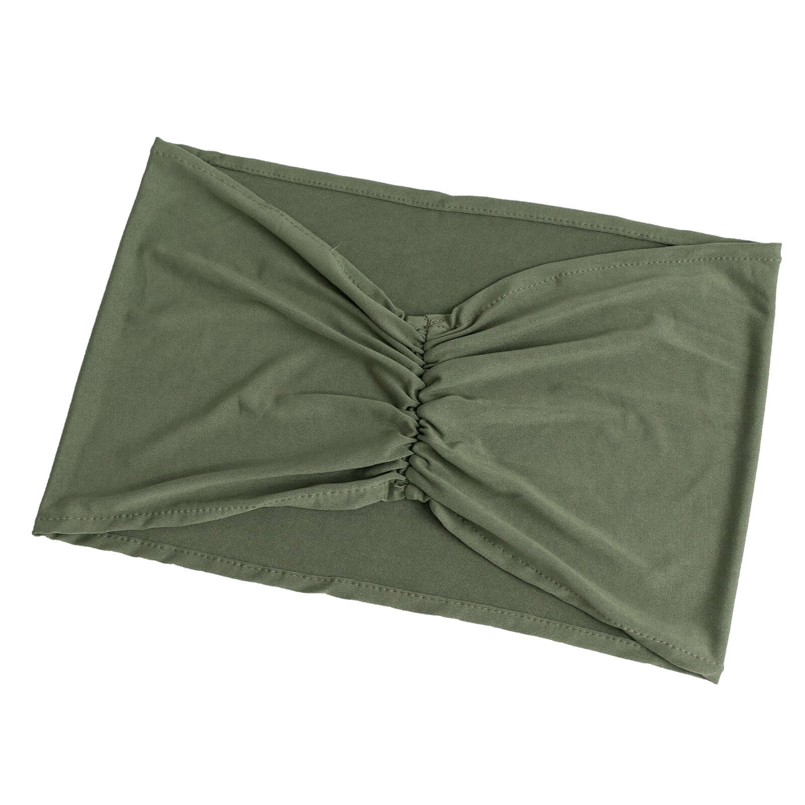 5-Piece Set of Dusty Sage Green Ruffled Spandex Chair Sashes - Wide Stretch Bands, Easy to Use