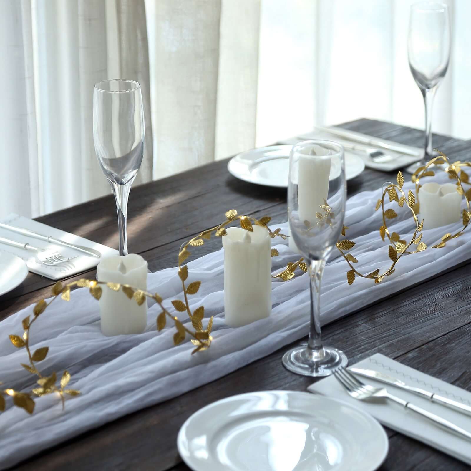 Hot Sale! 40 LED 15ft Battery-Operated Metallic Gold Rose Leaf Garland String Lights, Warm White