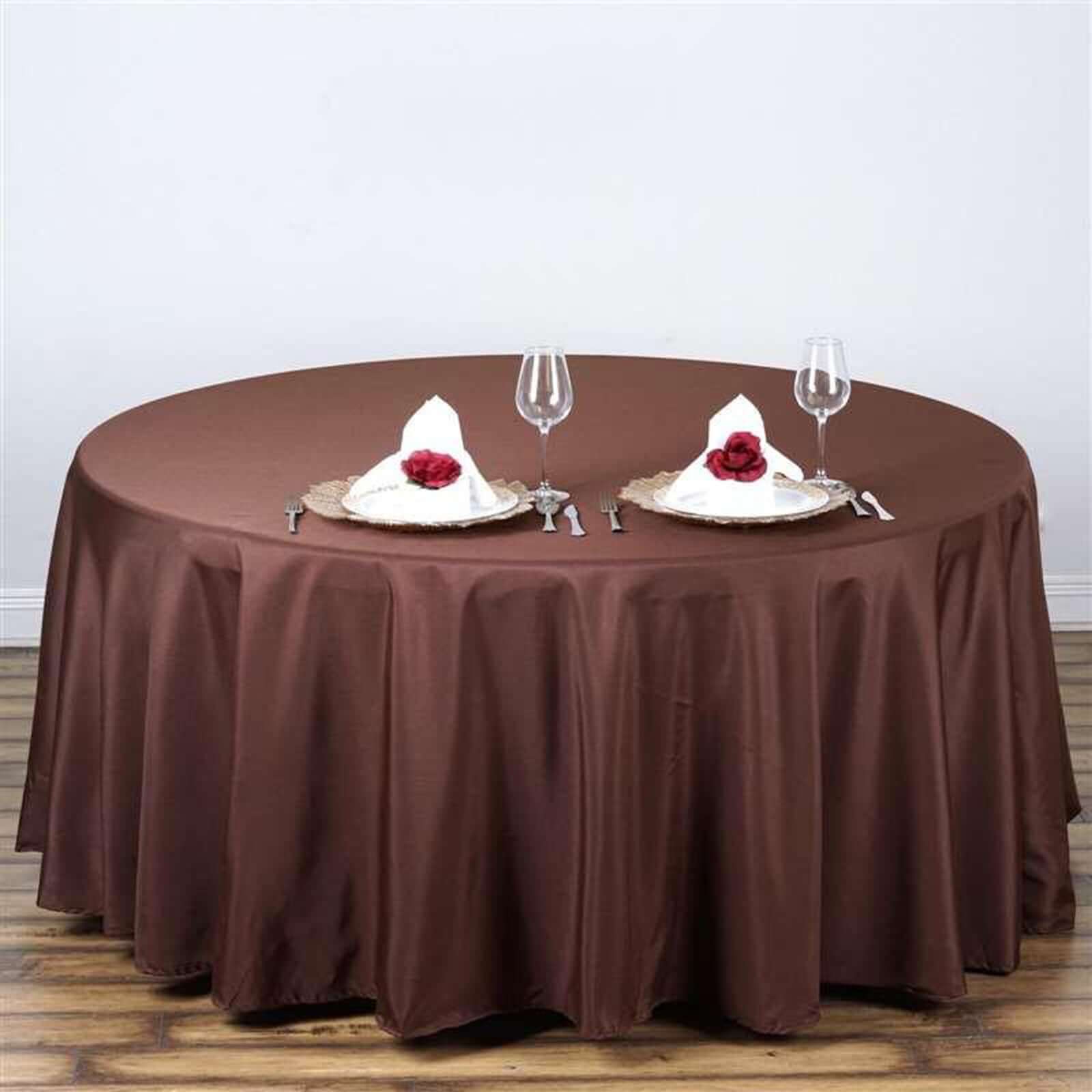 Premium Polyester 108-Inch Round Chocolate Tablecloth - Wrinkle-Free & Stain-Resistant