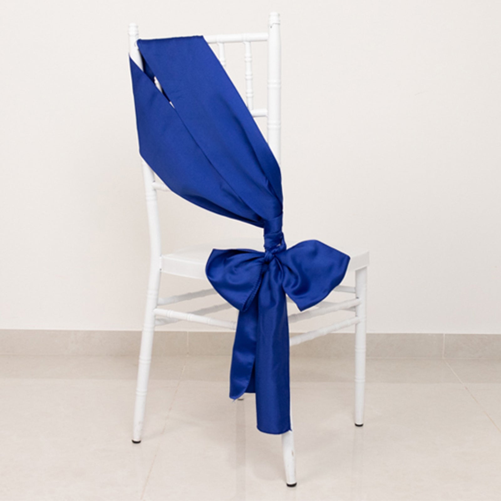 Get 5-Pack Royal Blue Lamour Satin Chair Sashes (6x106) - Stylish Reusable Decor