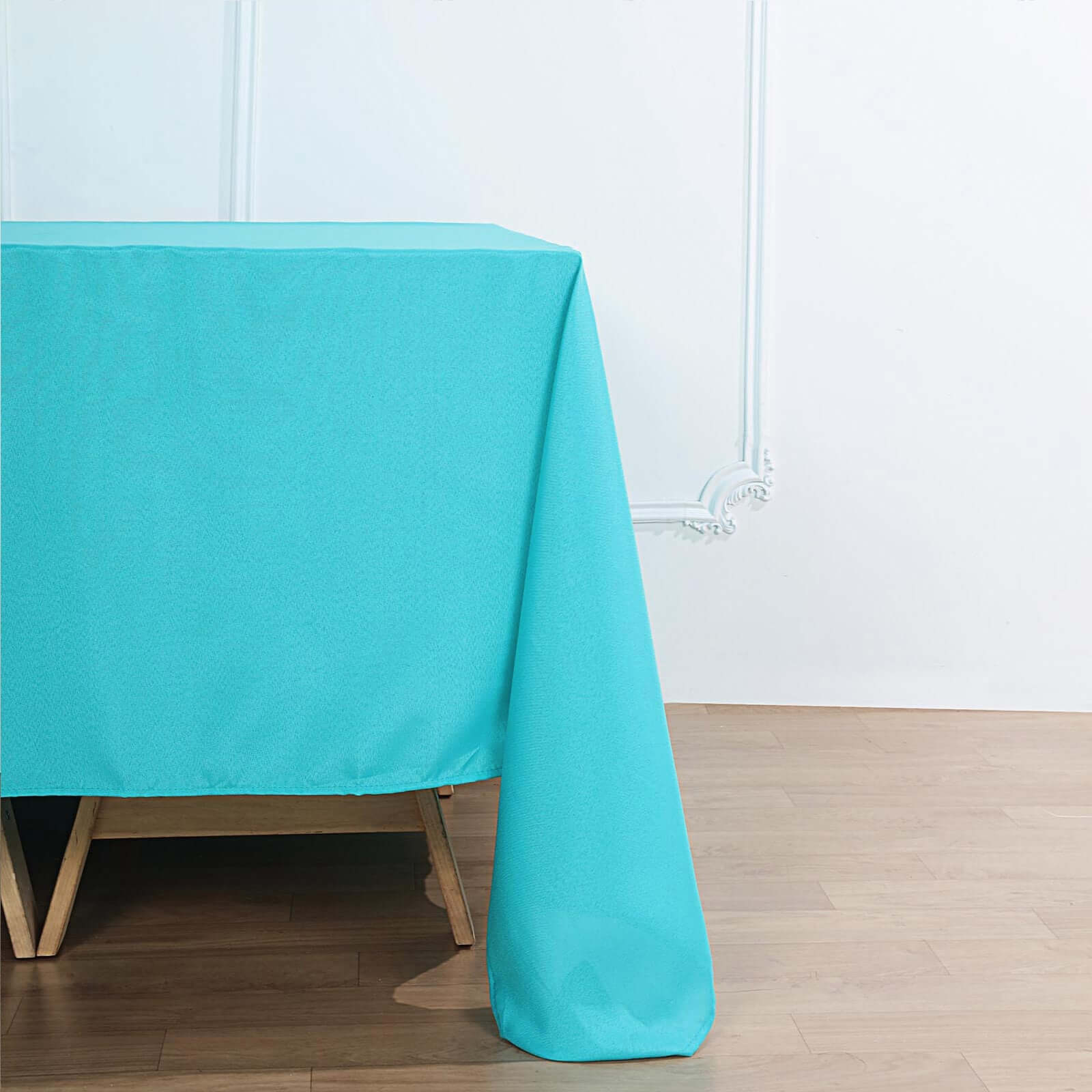 Premium Turquoise 90x90 Square Polyester Tablecloth - Wrinkle-Free & Durable for Multiple Occasions